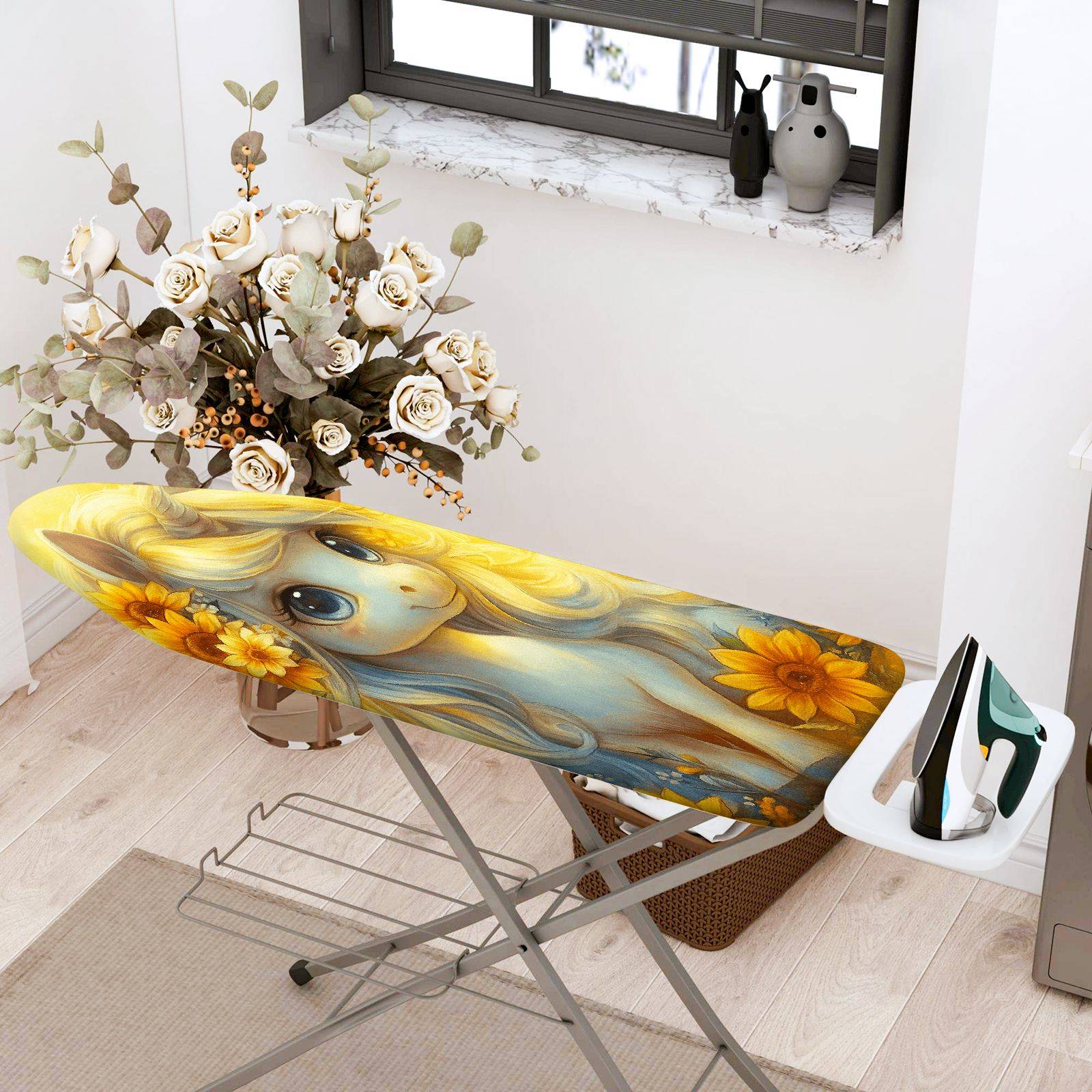 1-Piece Unicorn Sunflower Animal  Ironing Board Cover, Universal Size, Without Board