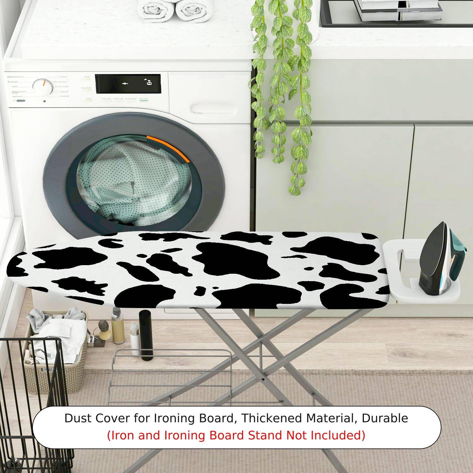 1-Piece Animal Print Black White Cow  Ironing Board Cover, Universal Size, Without Board