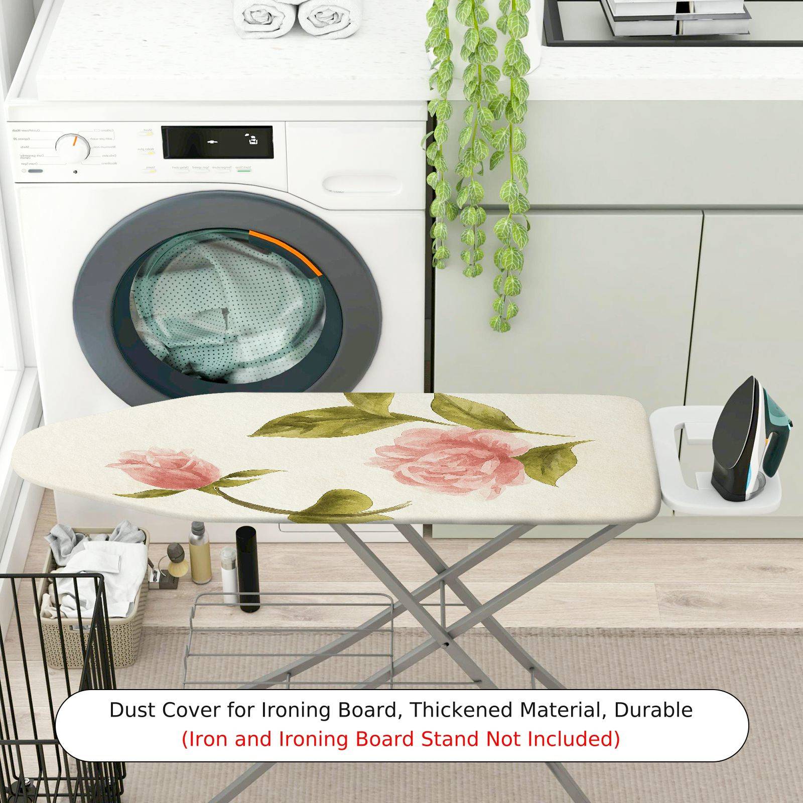1-Piece Floral Green Pink  Ironing Board Cover, Universal Size, Without Board