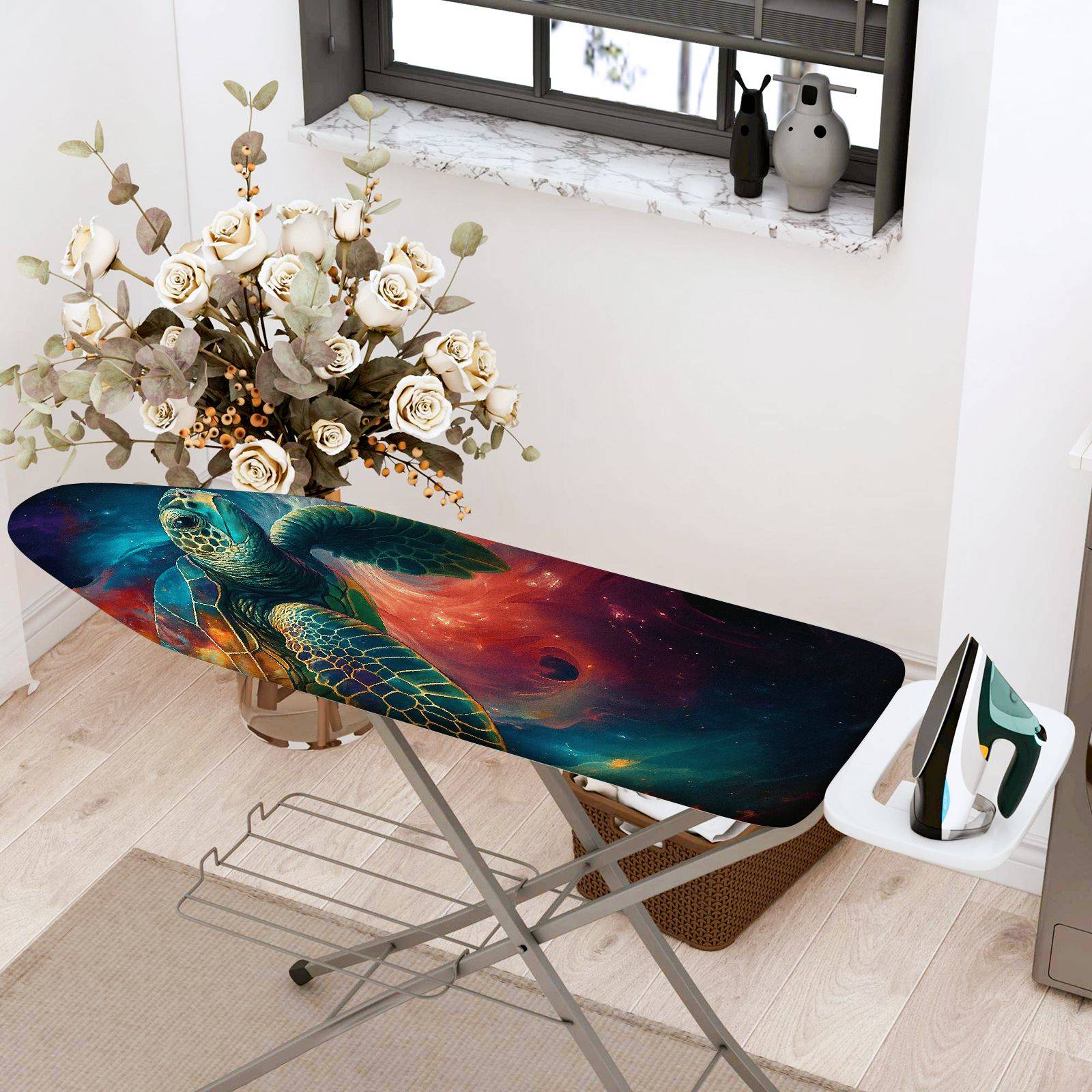 1-Piece Ocean Turtle Space  Ironing Board Cover, Universal Size, Without Board
