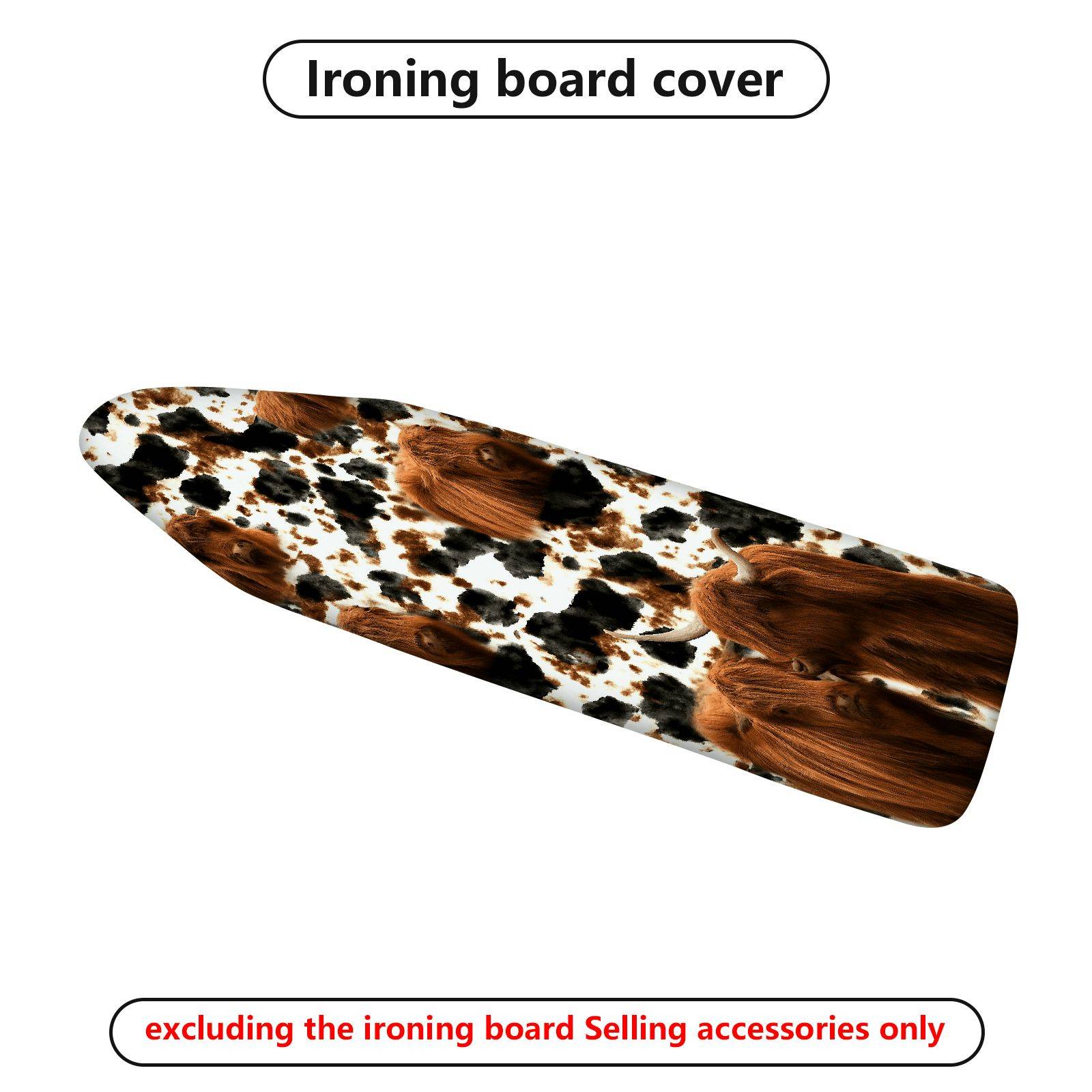 1-Piece Animal Print Cow Highland Cattle  Ironing Board Cover, Universal Size, Without Board