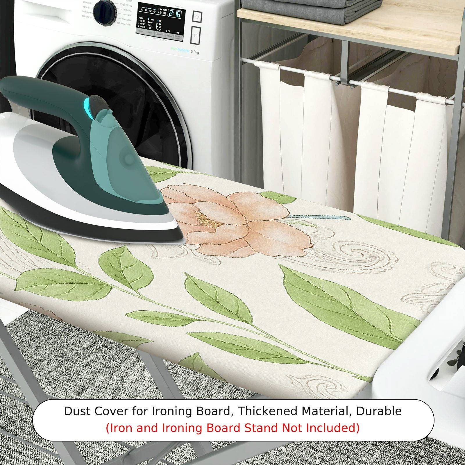 1-Piece Floral Leaf Pattern Beige  Ironing Board Cover, Universal Size, Without Board