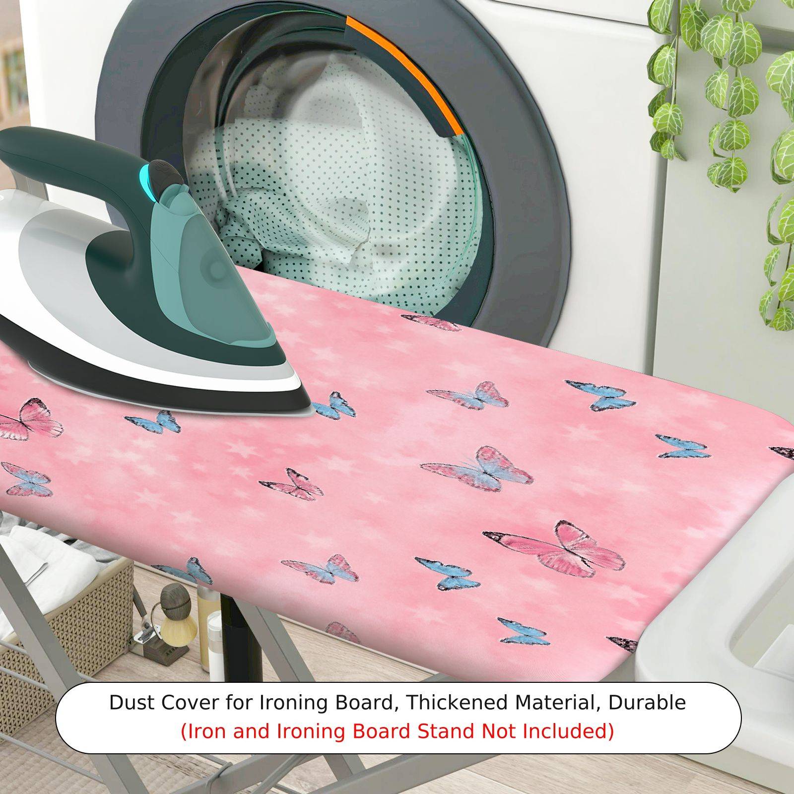 1-Piece Butterfly Pink Floral  Ironing Board Cover, Universal Size, Without Board