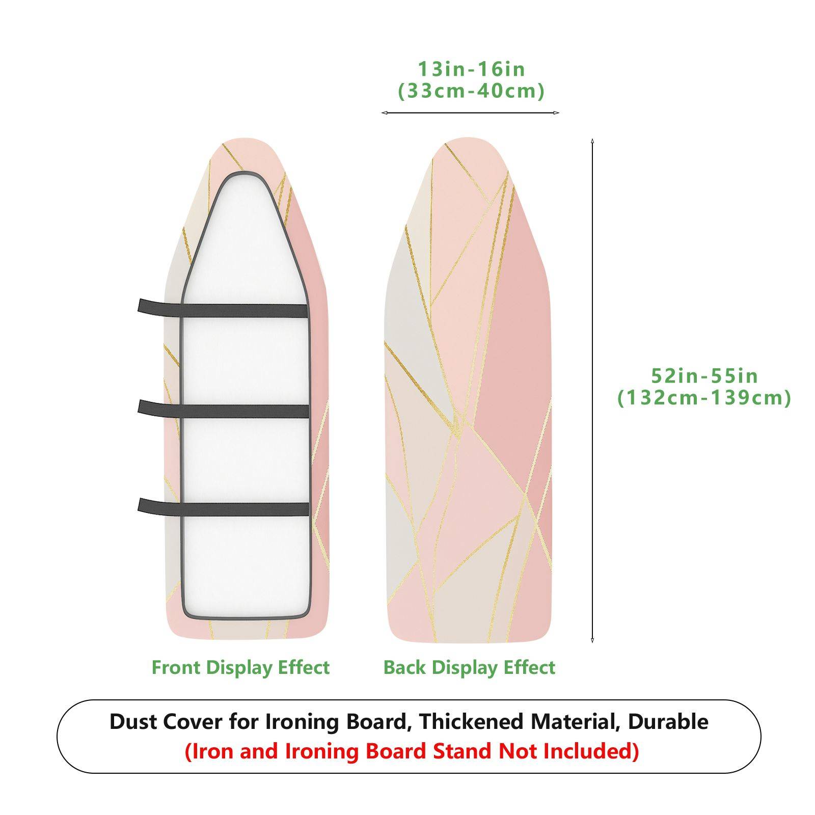 1-Piece Geometric Golden Pink Stripe  Ironing Board Cover, Universal Size, Without Board