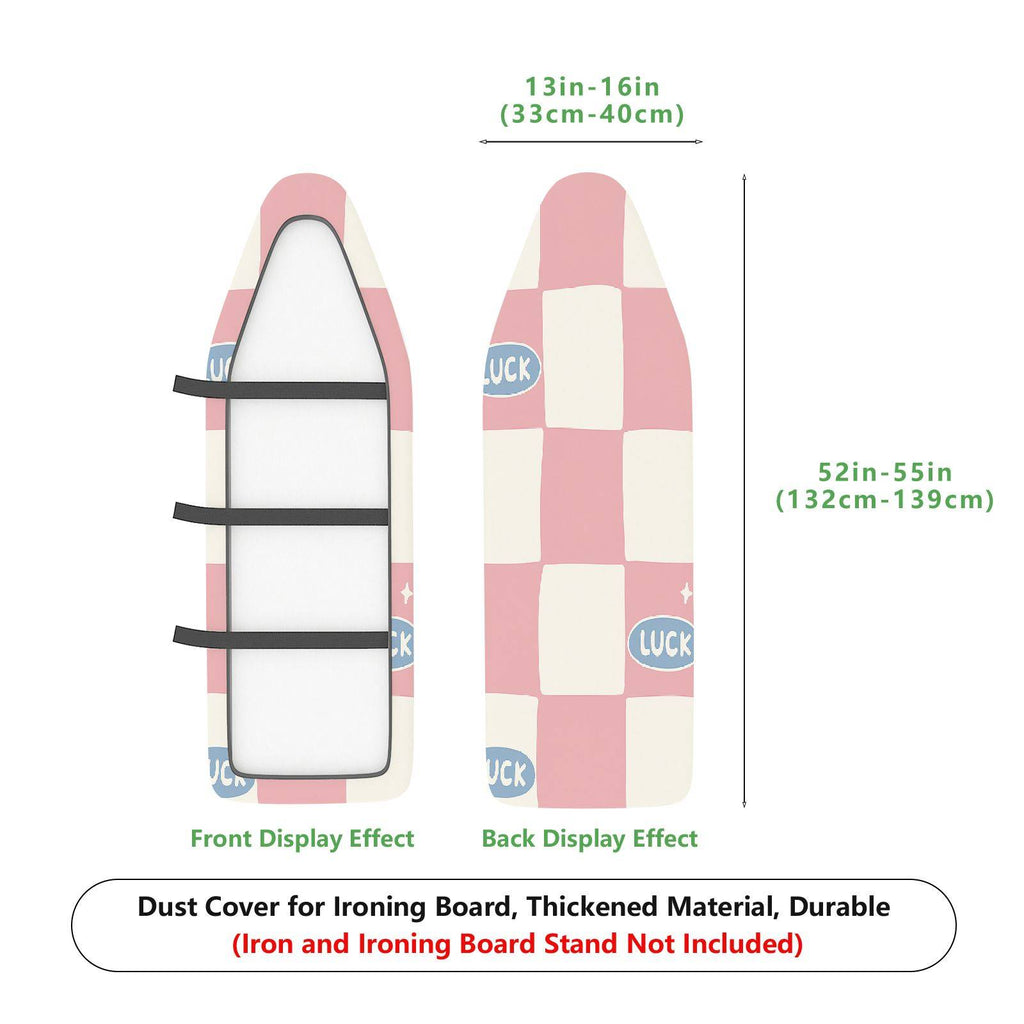 1-Piece Pink Checkered Luck  Ironing Board Cover, Universal Size, Without Board