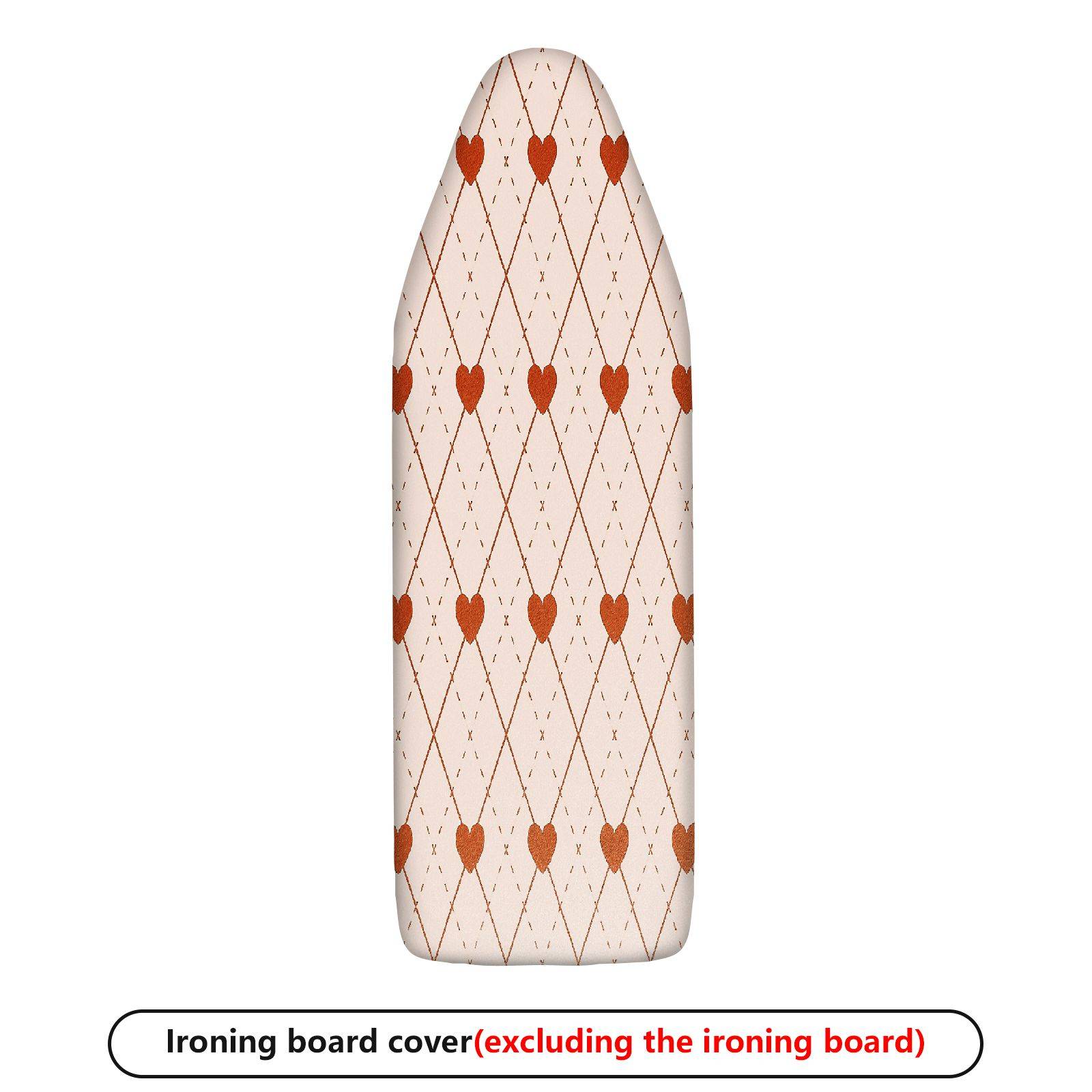 1-Piece Heart Printed Diamond Pattern Beige  Ironing Board Cover, Universal Size, Without Board