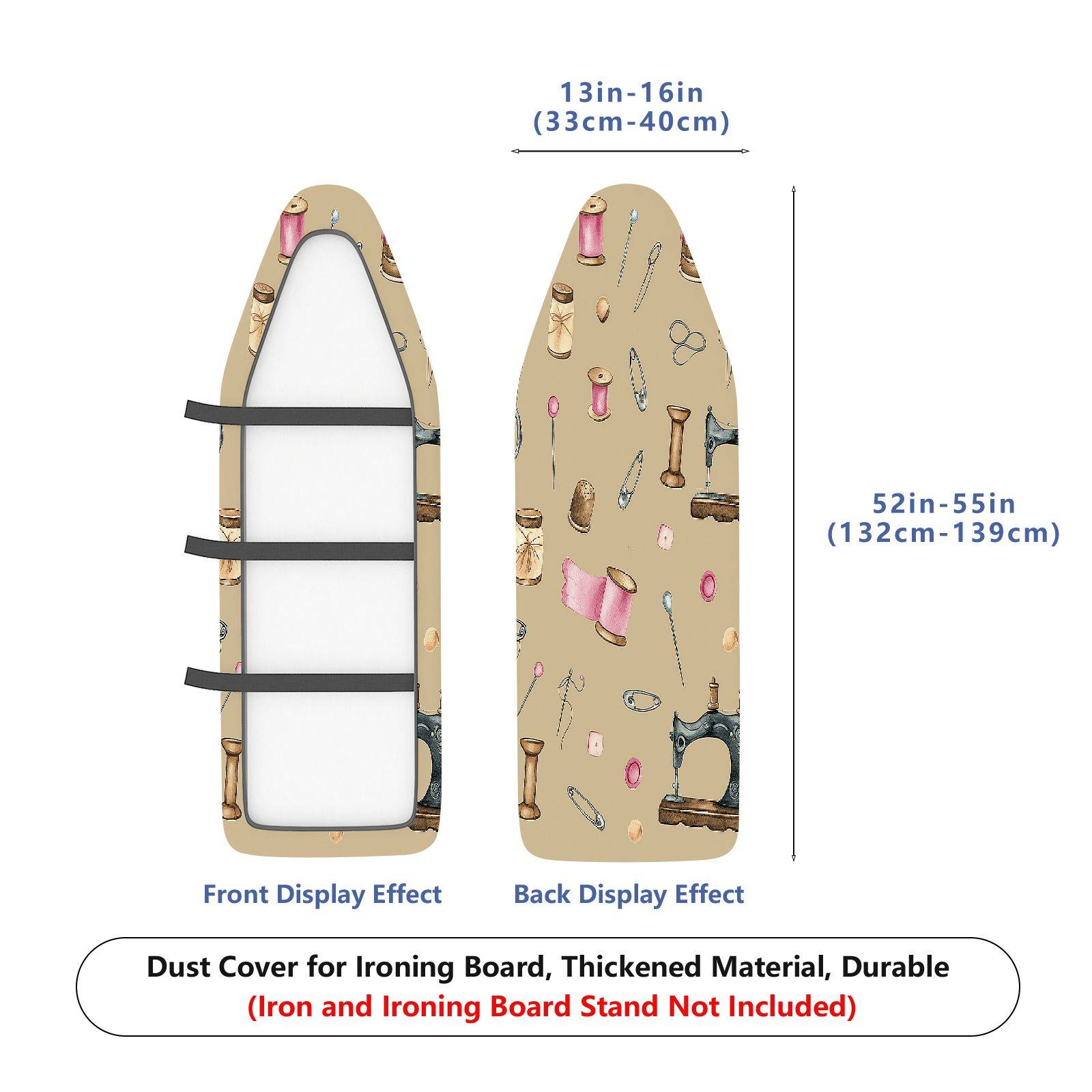1-Piece Sewing Pattern Retro Style Beige  Ironing Board Cover, Universal Size, Without Board