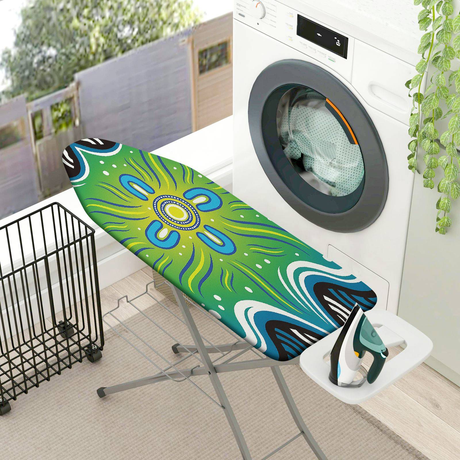1-Piece Abstract Floral Geometric  Ironing Board Cover, Universal Size, Without Board