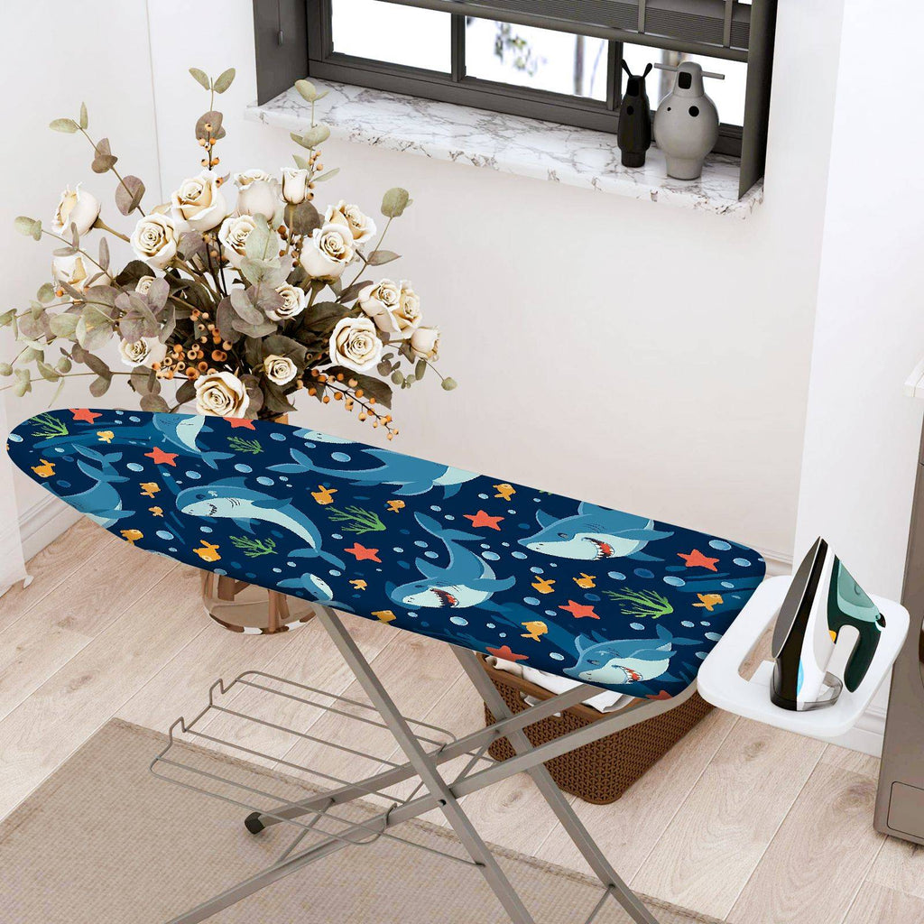 1-Piece Shark Ocean Fish  Ironing Board Cover, Universal Size, Without Board