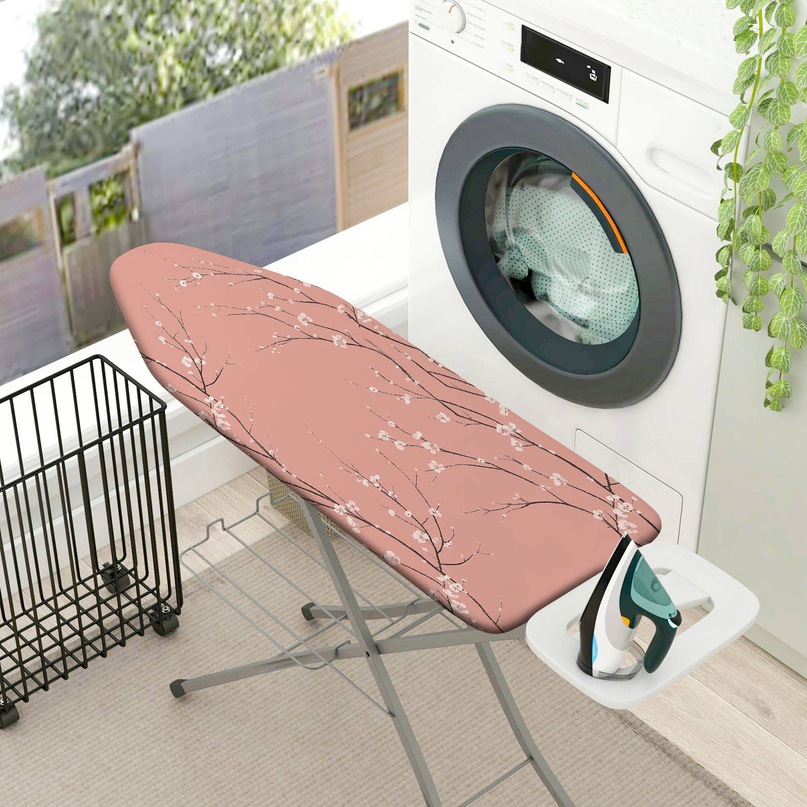 1-Piece Floral Pink Cherry Blossom  Ironing Board Cover, Universal Size, Without Board