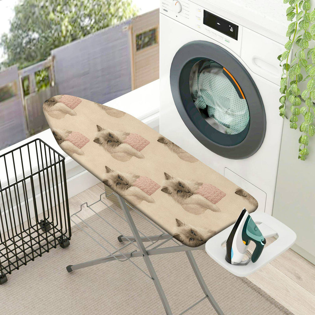 1-Piece Cat Knitting Beige  Ironing Board Cover, Universal Size, Without Board