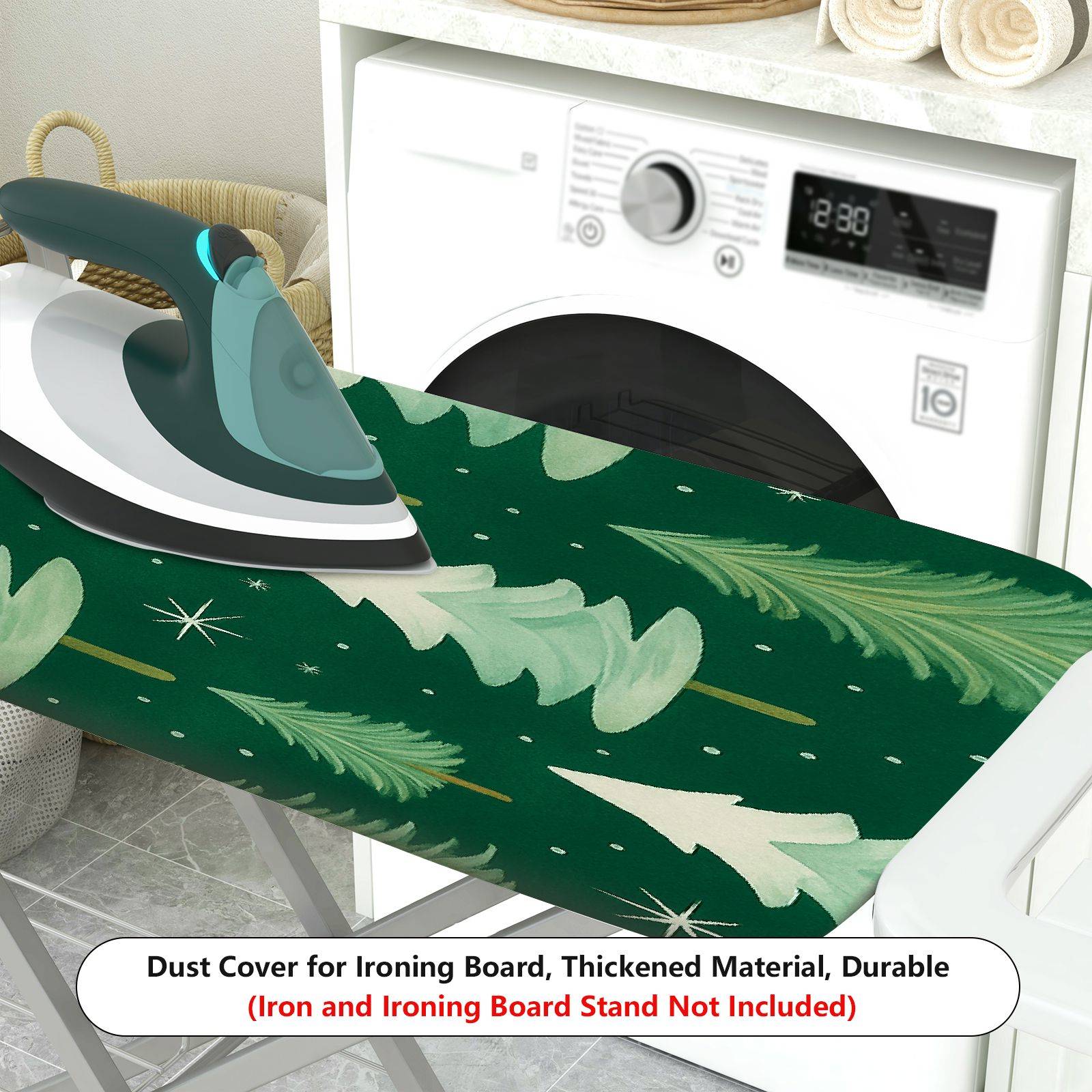 1-Piece Christmas Trees Green Stars  Ironing Board Cover, Universal Size, Without Board