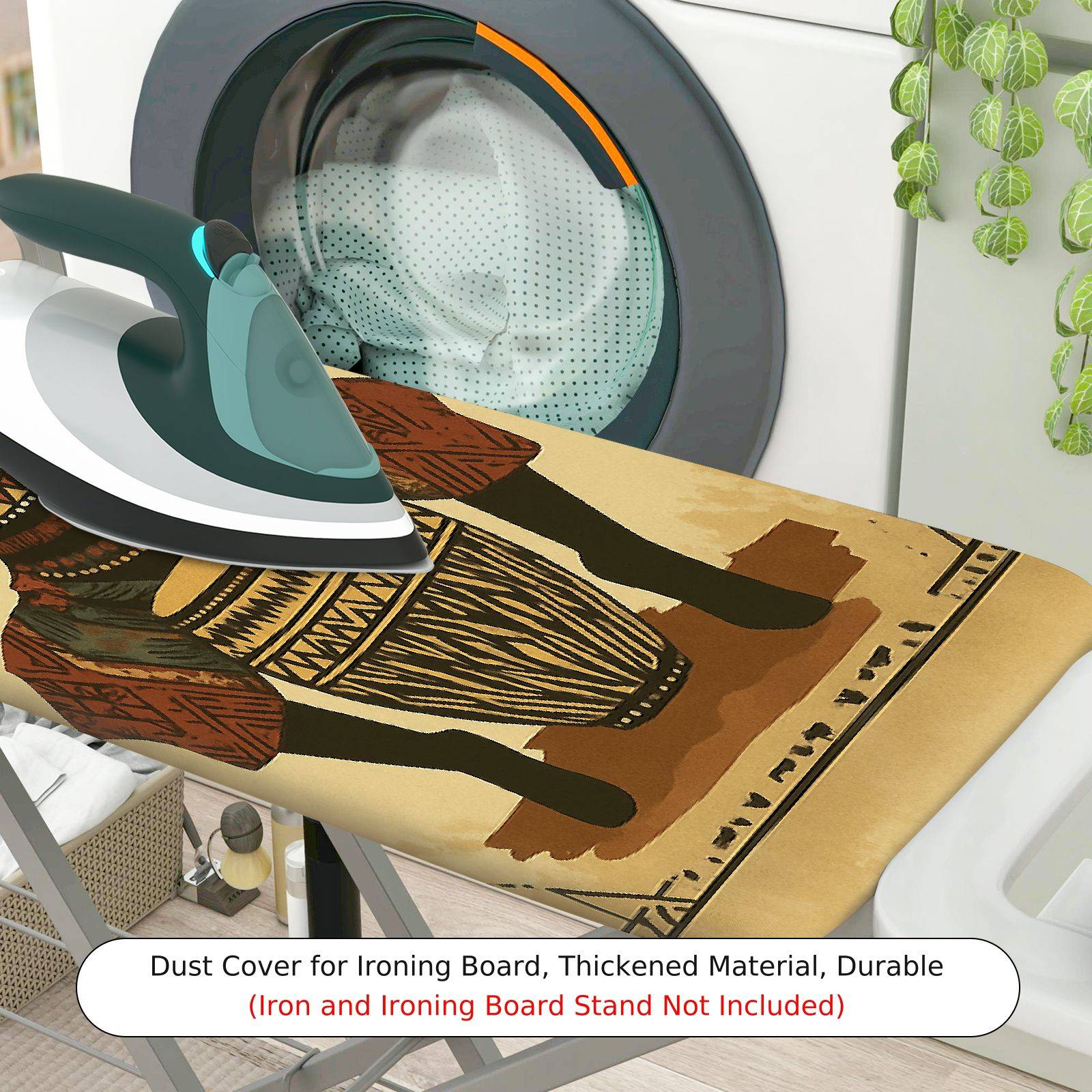 1-Piece African Tribal Art Ethnic Woman Drum  Ironing Board Cover, Universal Size, Without Board