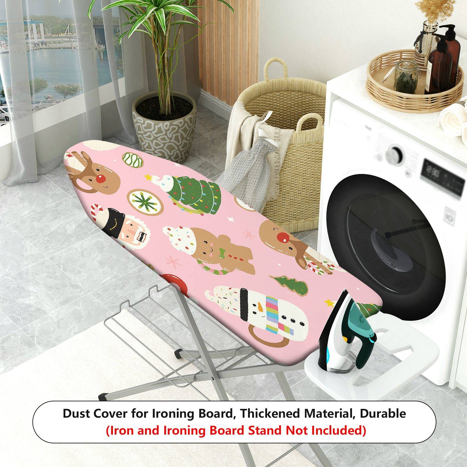 1-Piece Christmas Santa Gingerbread  Ironing Board Cover, Universal Size, Without Board