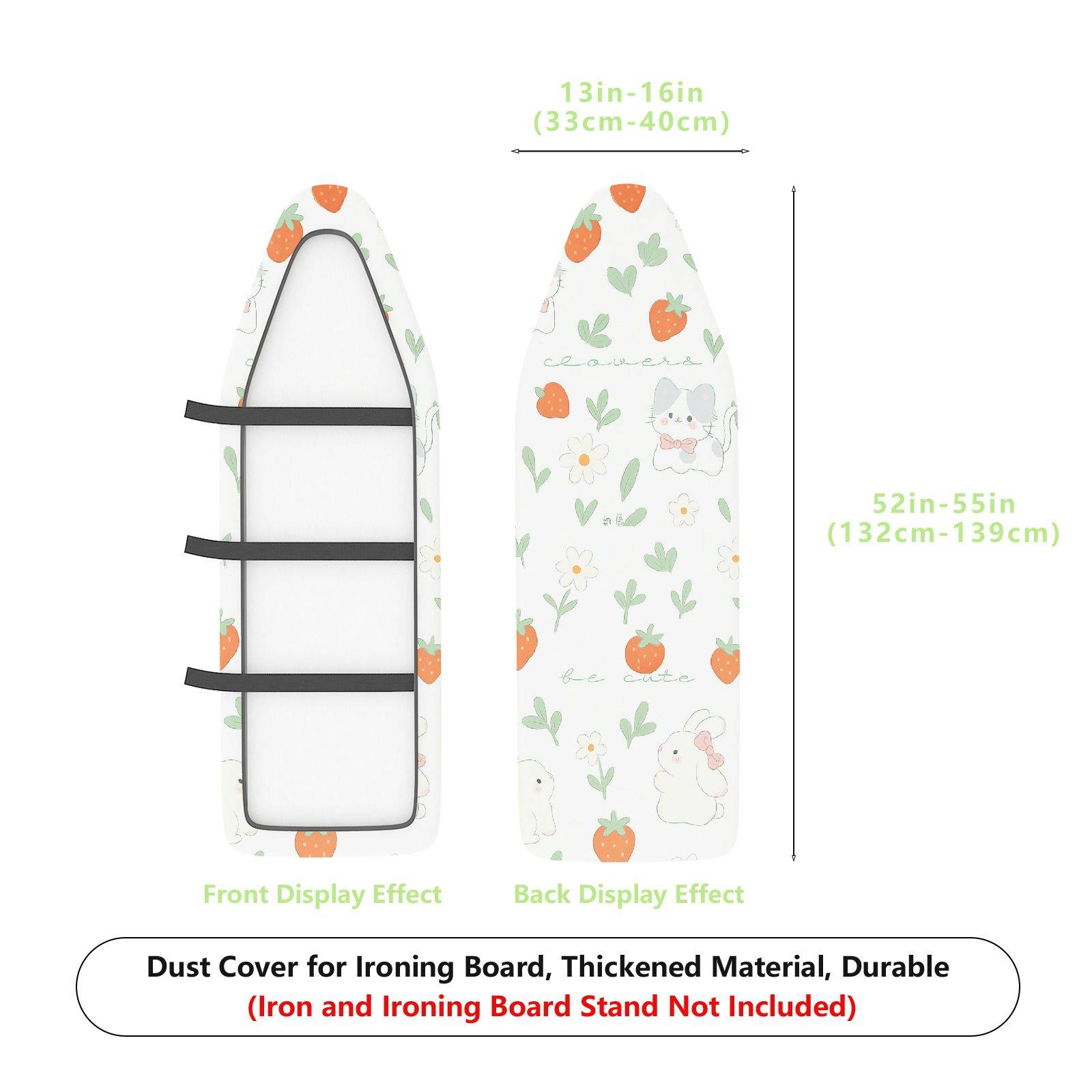 1-Piece Strawberry Floral Animal  Ironing Board Cover, Universal Size, Without Board