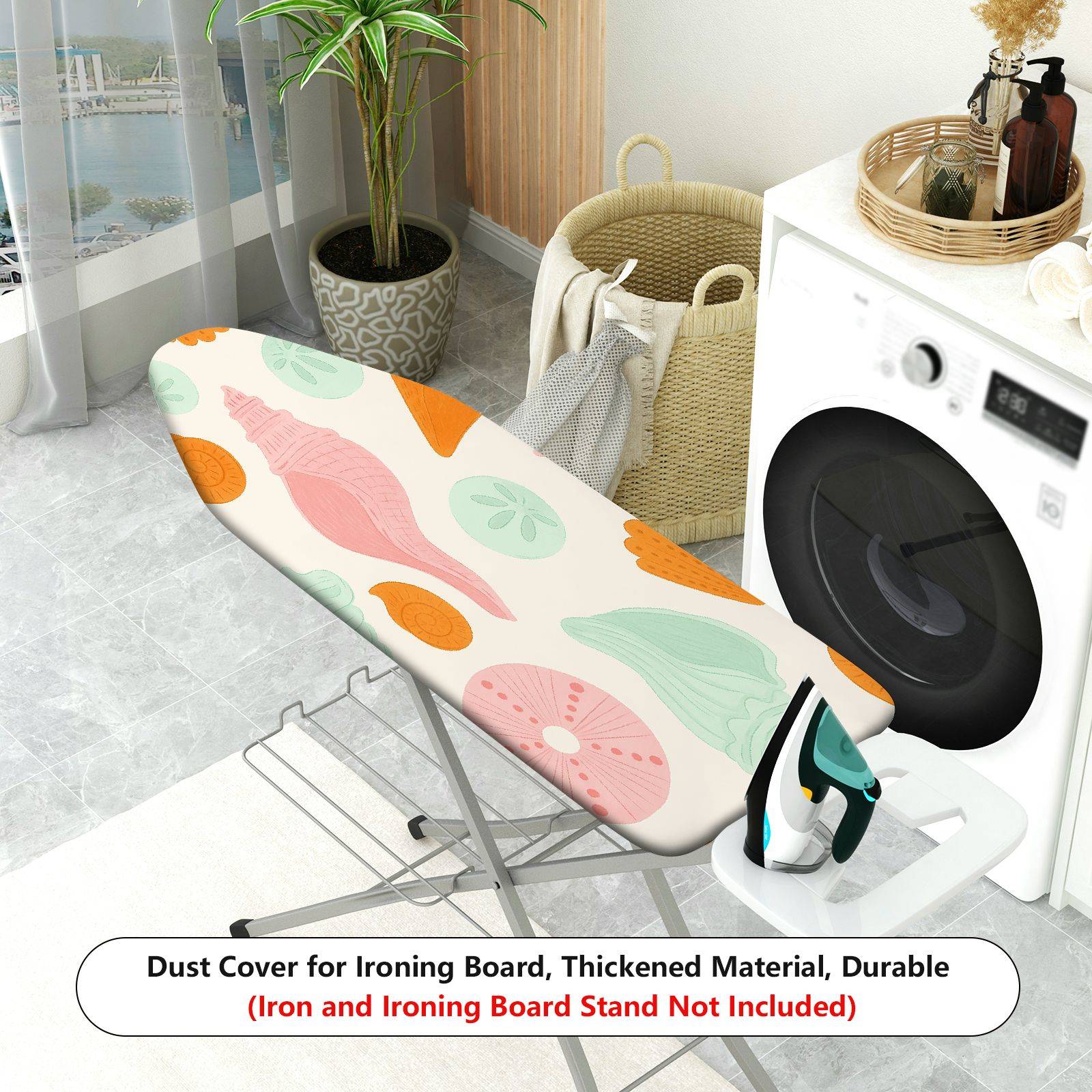 1-Piece Ocean Shell Beach  Ironing Board Cover, Universal Size, Without Board
