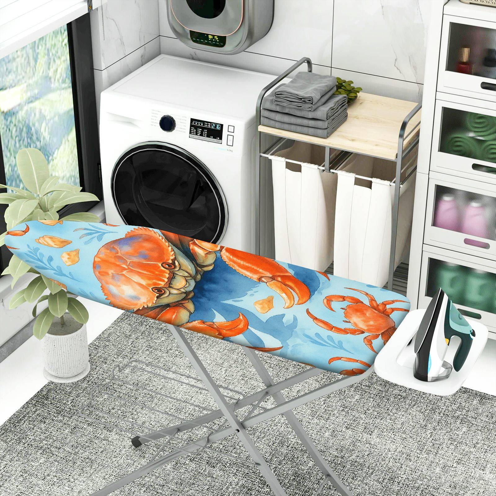 1-Piece Crab Ocean Blue  Ironing Board Cover, Universal Size, Without Board