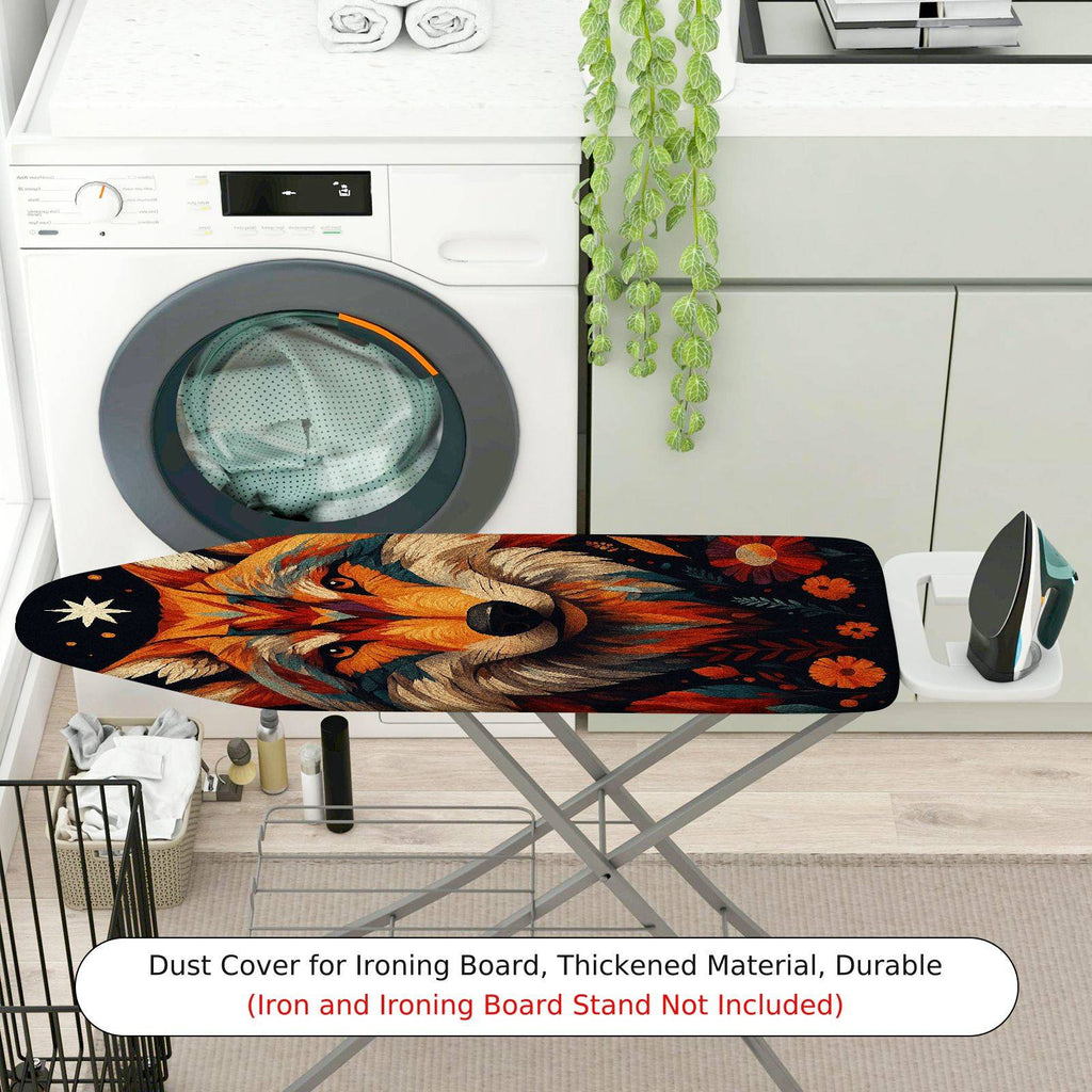 1-Piece Wolf Floral Animal  Ironing Board Cover, Universal Size, Without Board