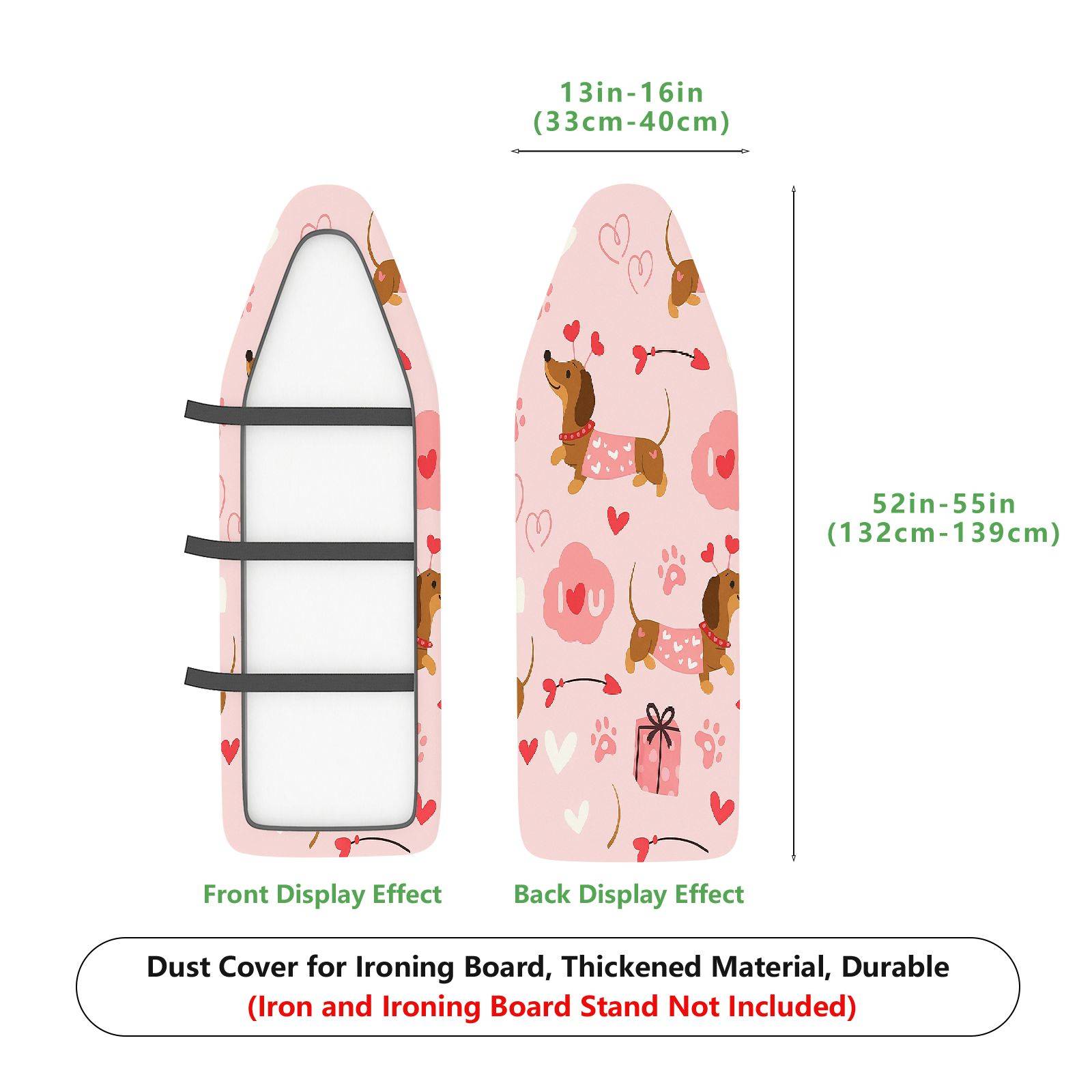 1-Piece Dog Floral Pink  Ironing Board Cover, Universal Size, Without Board