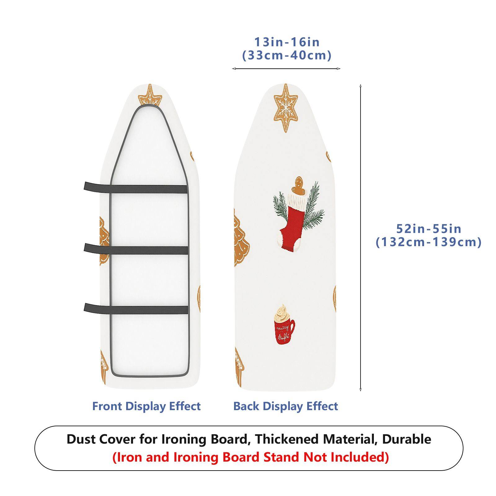 1-Piece Christmas stocking gingerbread Xmas  Ironing Board Cover, Universal Size, Without Board