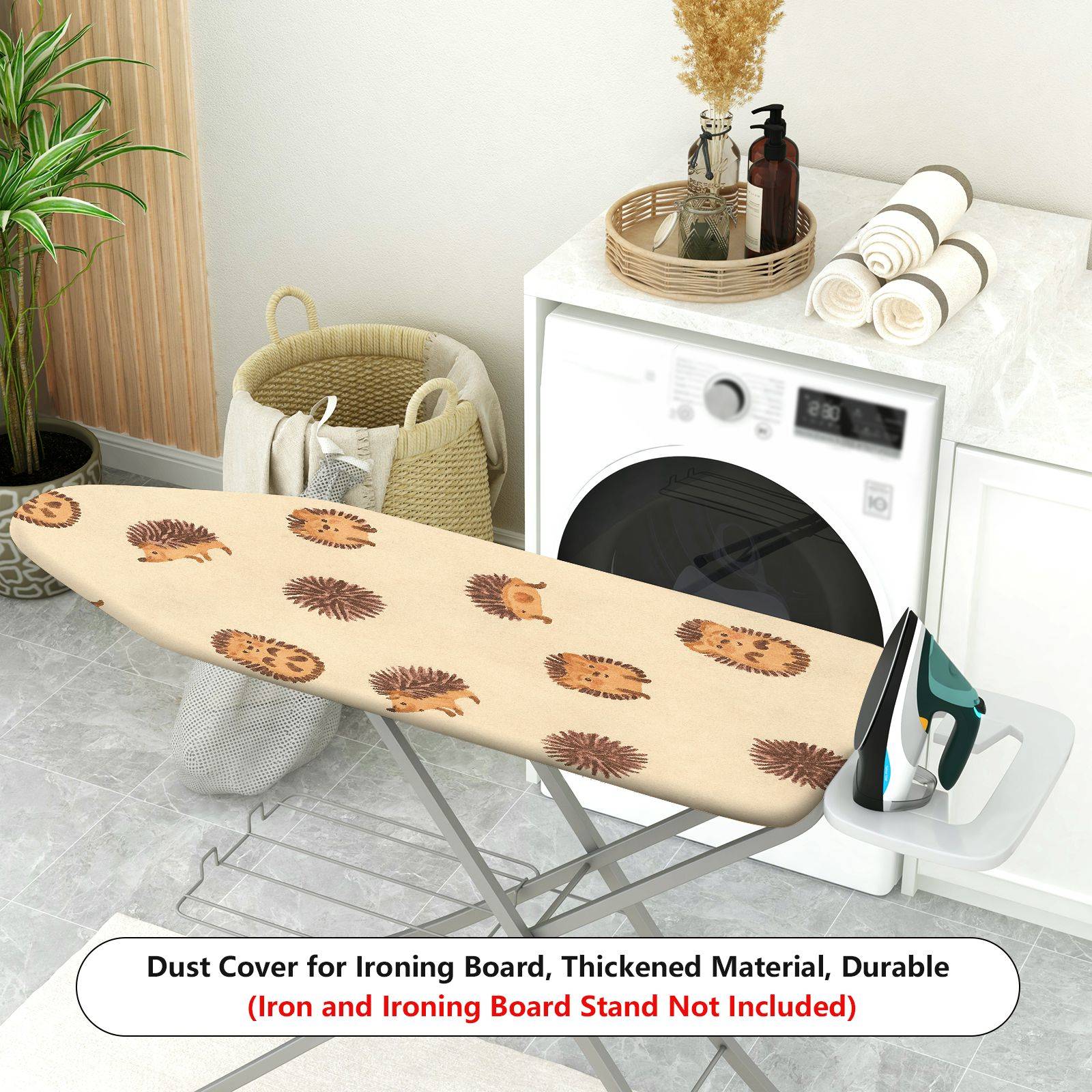 1-Piece Hedgehog Animal Print Beige  Ironing Board Cover, Universal Size, Without Board