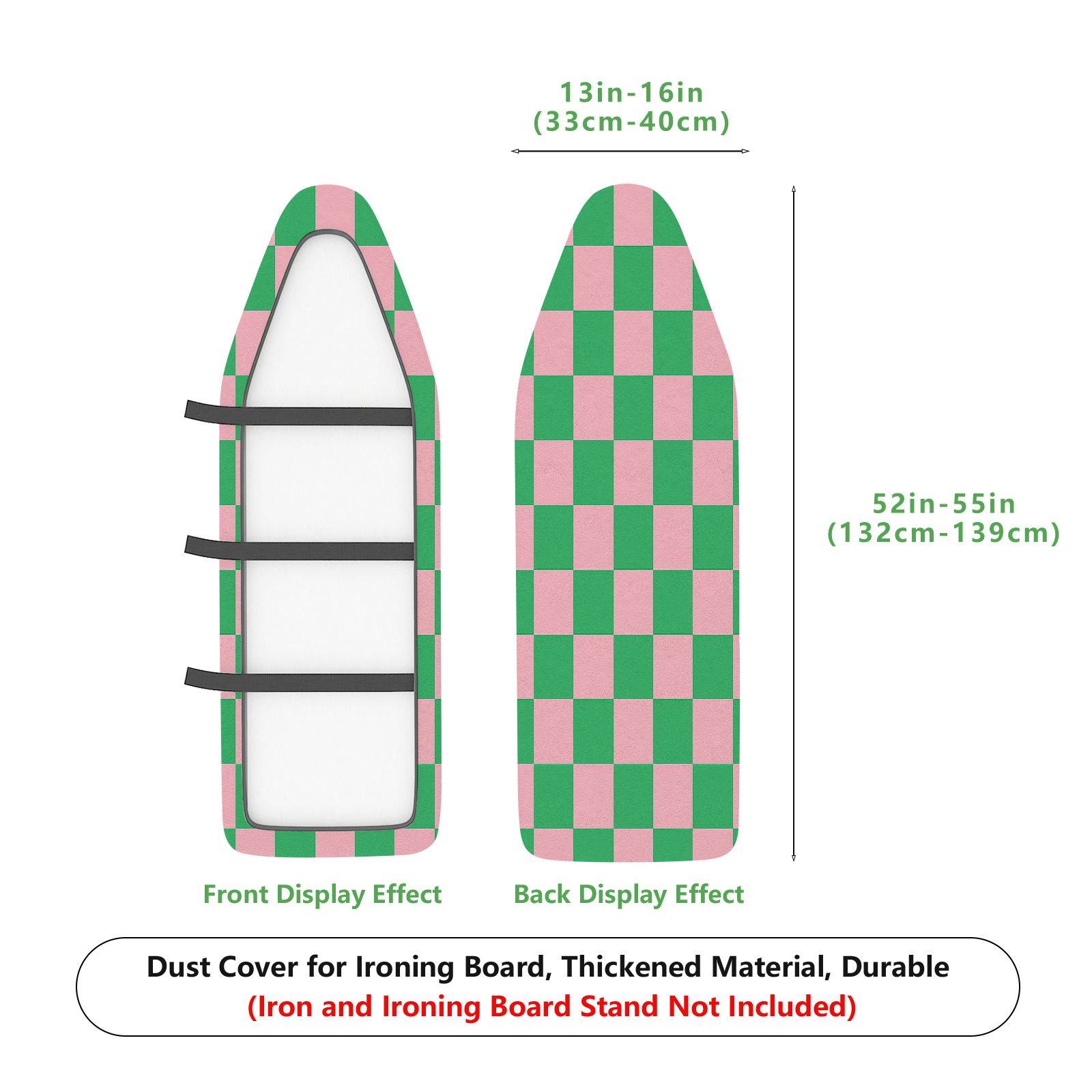 1-Piece Checkered Pink Green Plaid  Ironing Board Cover, Universal Size, Without Board