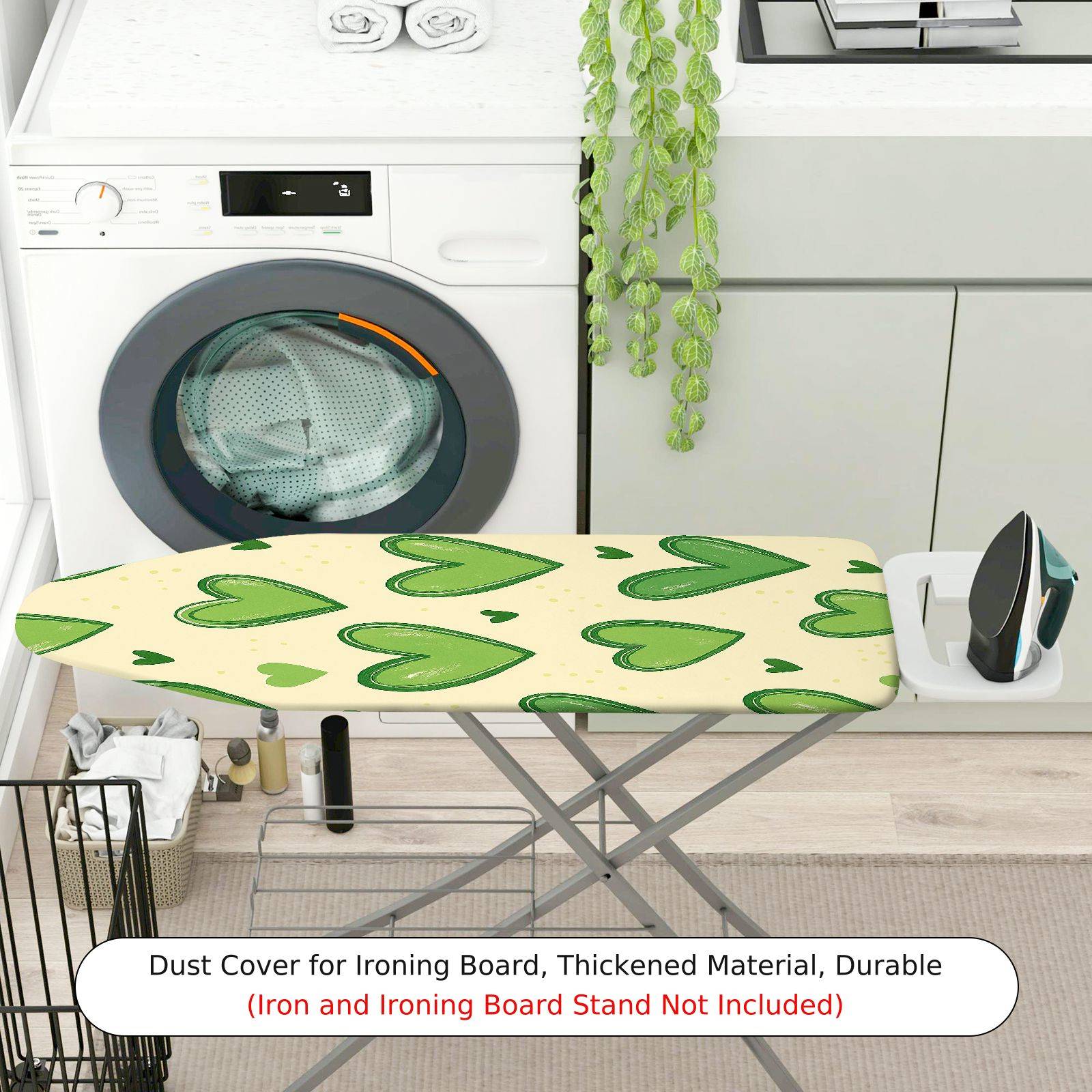 1-Piece Heart Green Beige  Ironing Board Cover, Universal Size, Without Board