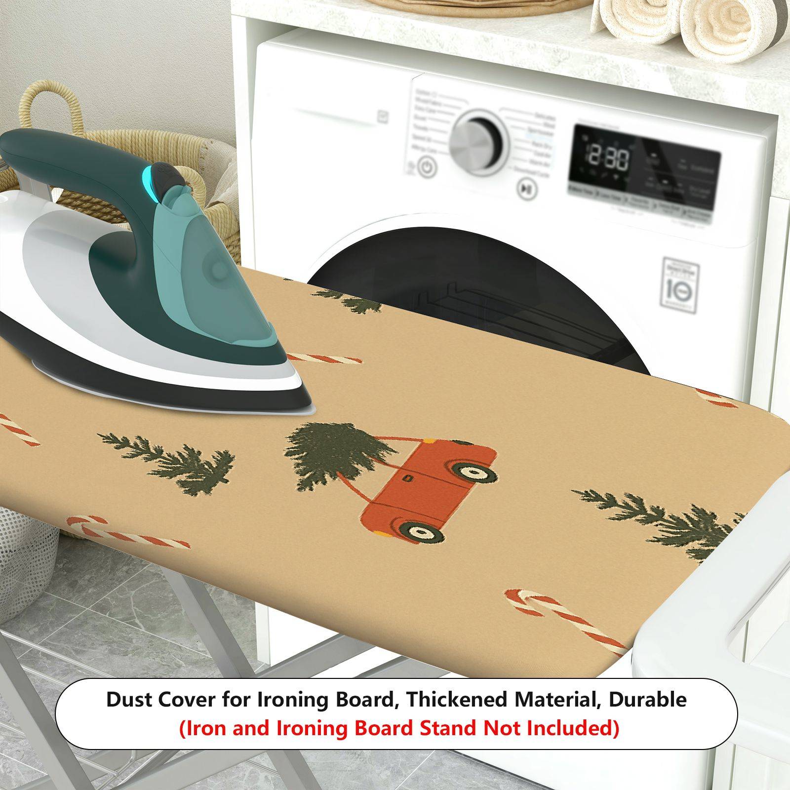 1-Piece Christmas Tree Candy Cane Car  Ironing Board Cover, Universal Size, Without Board