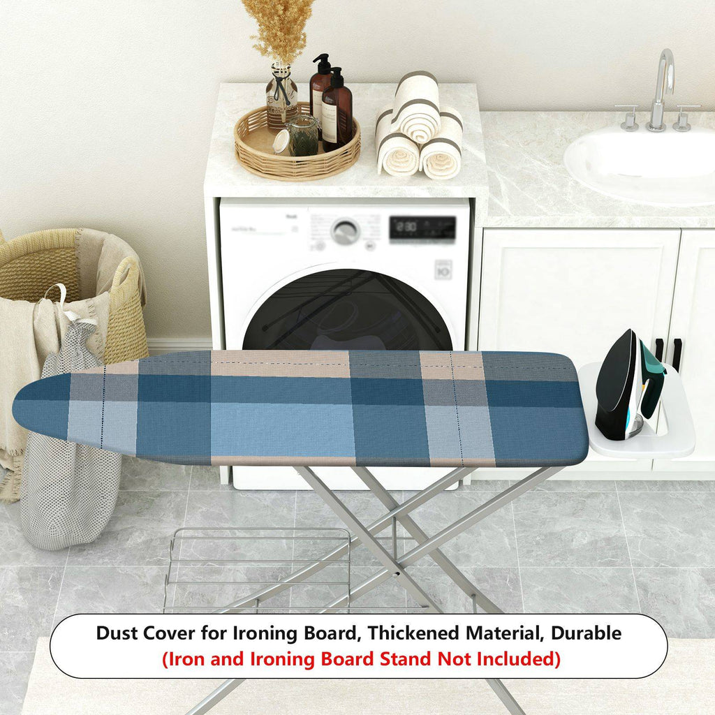 1-Piece Plaid Pattern Blue Beige Checkered  Ironing Board Cover, Universal Size, Without Board