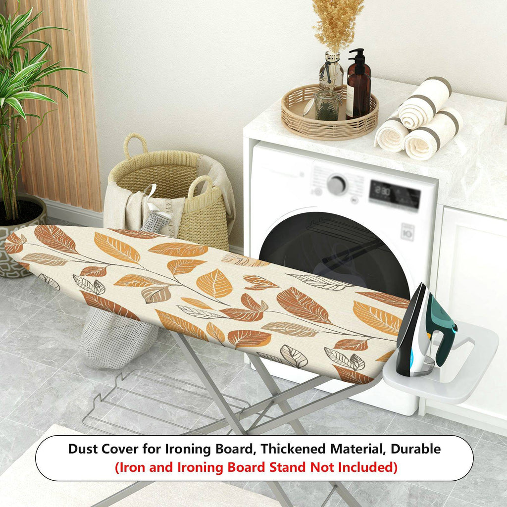 1-Piece Leaf Pattern Autumn Brown Beige  Ironing Board Cover, Universal Size, Without Board