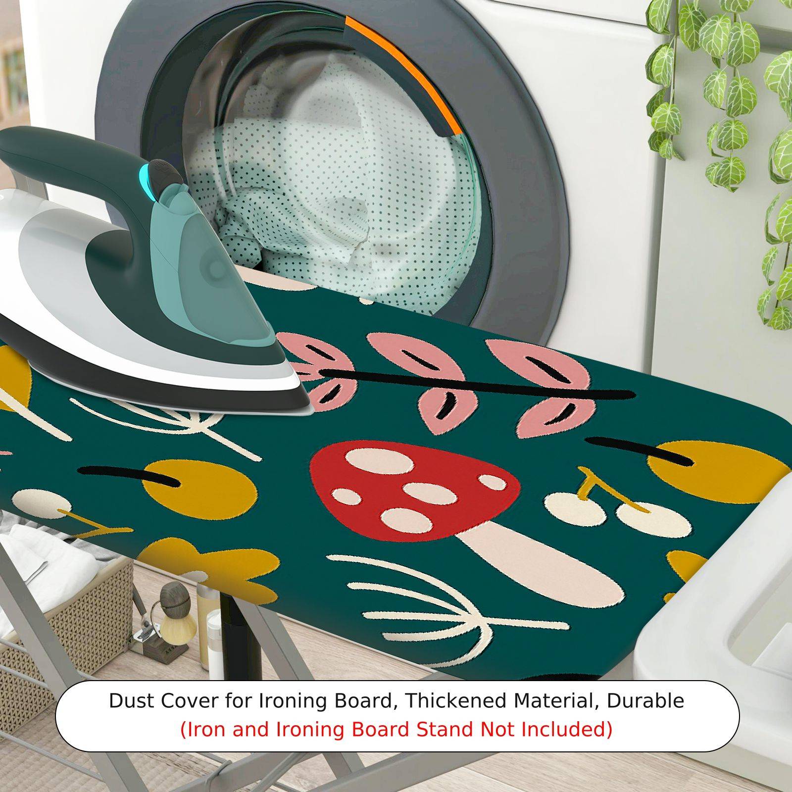 1-Piece Mushroom Floral Abstract  Ironing Board Cover, Universal Size, Without Board