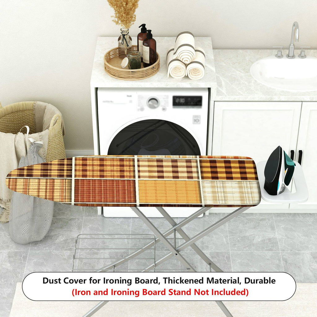 1-Piece Plaid Brown Beige  Ironing Board Cover, Universal Size, Without Board