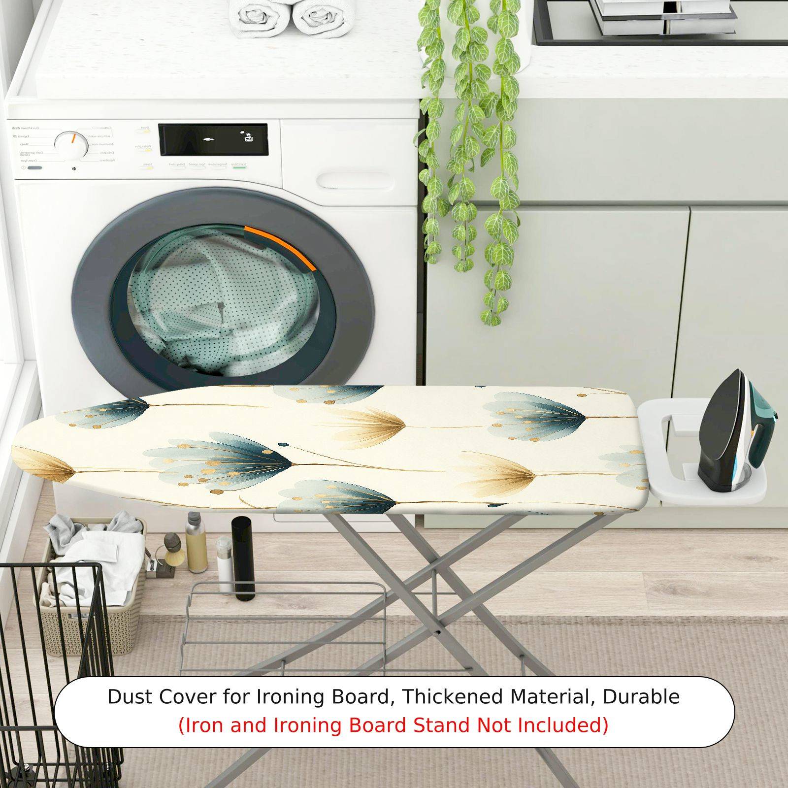 1-Piece Floral Pattern Leaf Beige  Ironing Board Cover, Universal Size, Without Board