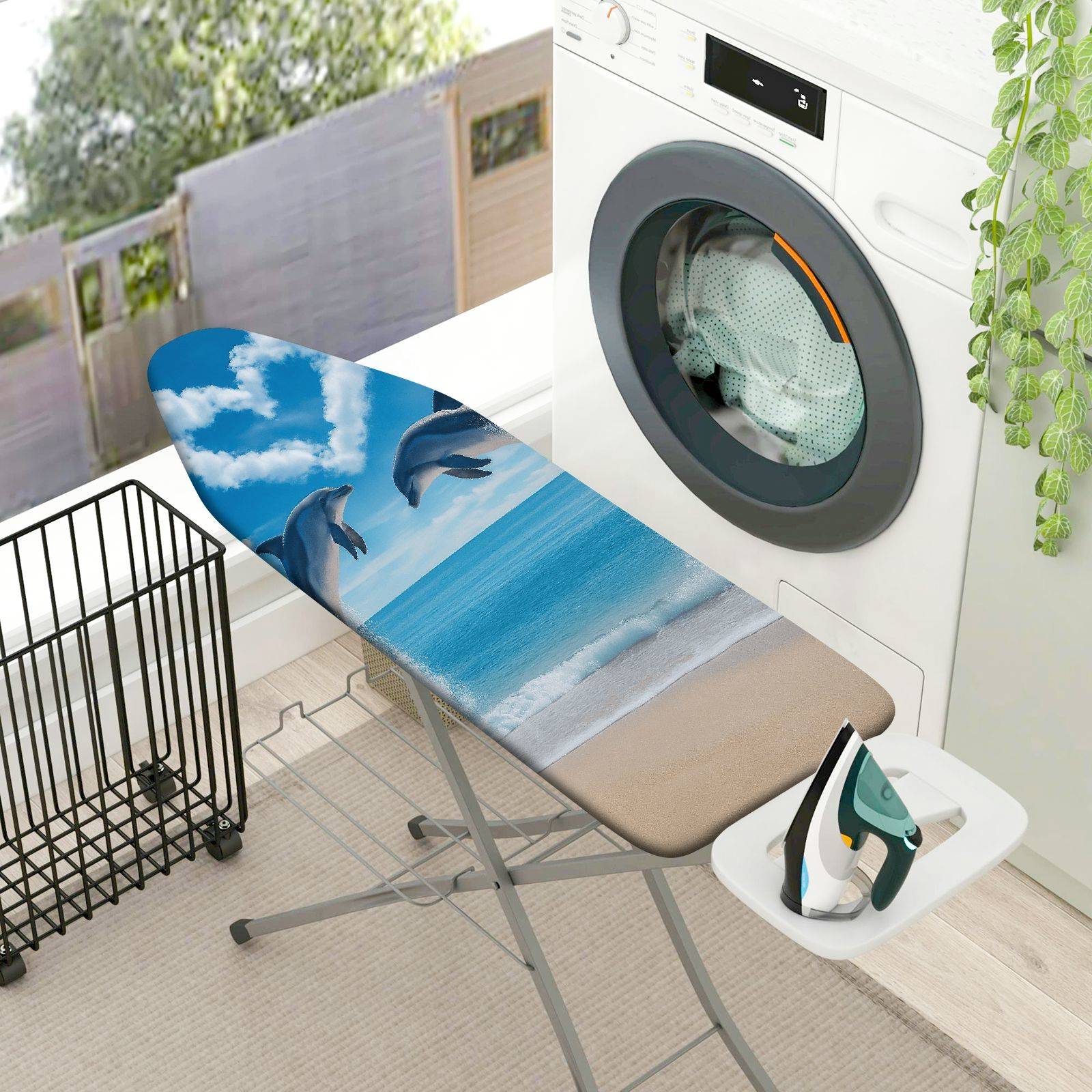 1-Piece Dolphin Ocean Beach  Ironing Board Cover, Universal Size, Without Board