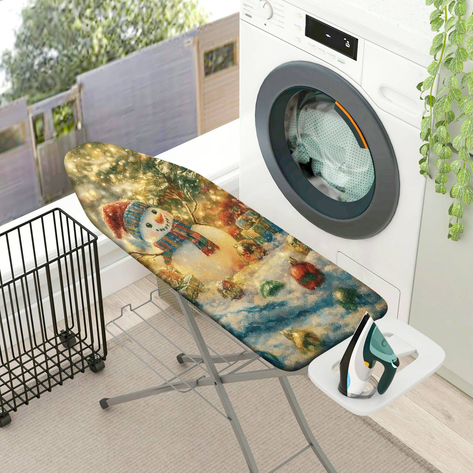 1-Piece Snowman Christmas Winter  Ironing Board Cover, Universal Size, Without Board