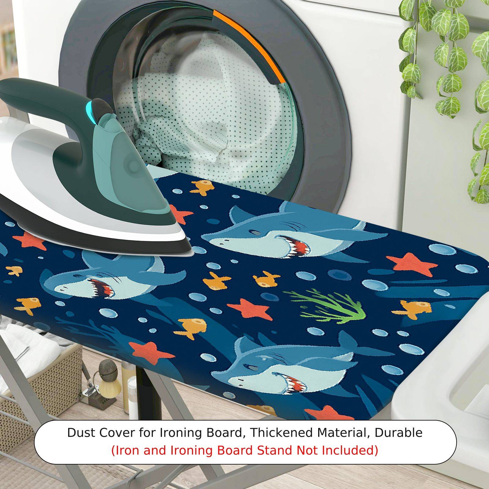 1-Piece Shark Ocean Fish  Ironing Board Cover, Universal Size, Without Board