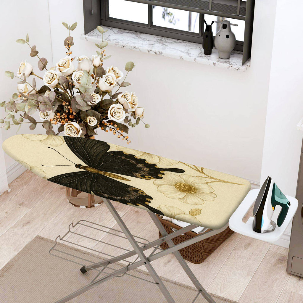 1-Piece Butterfly Floral Beige  Ironing Board Cover, Universal Size, Without Board