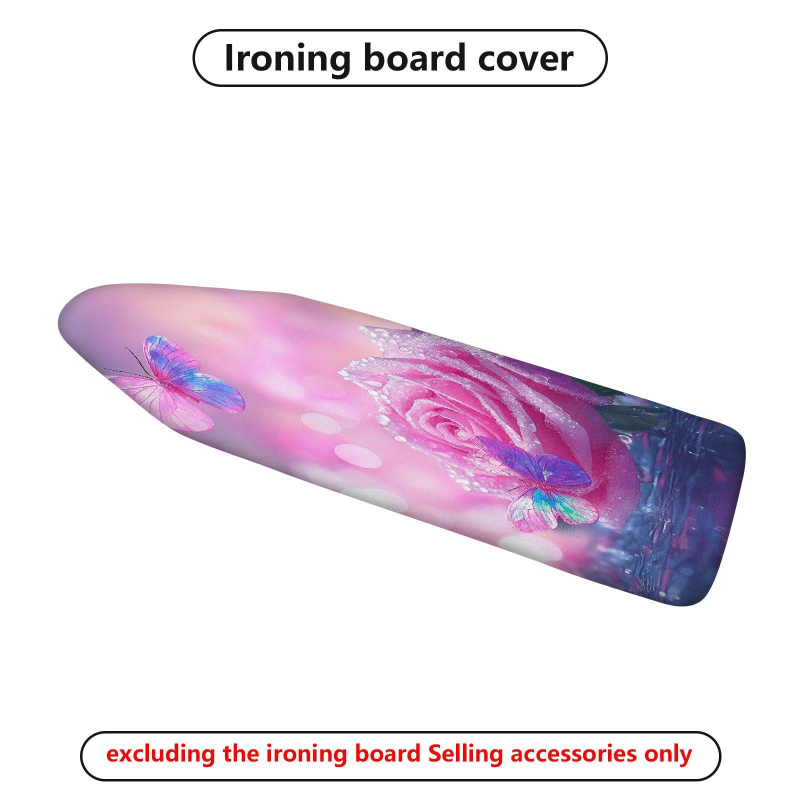 1-Piece Rose Butterfly Pink  Ironing Board Cover, Universal Size, Without Board