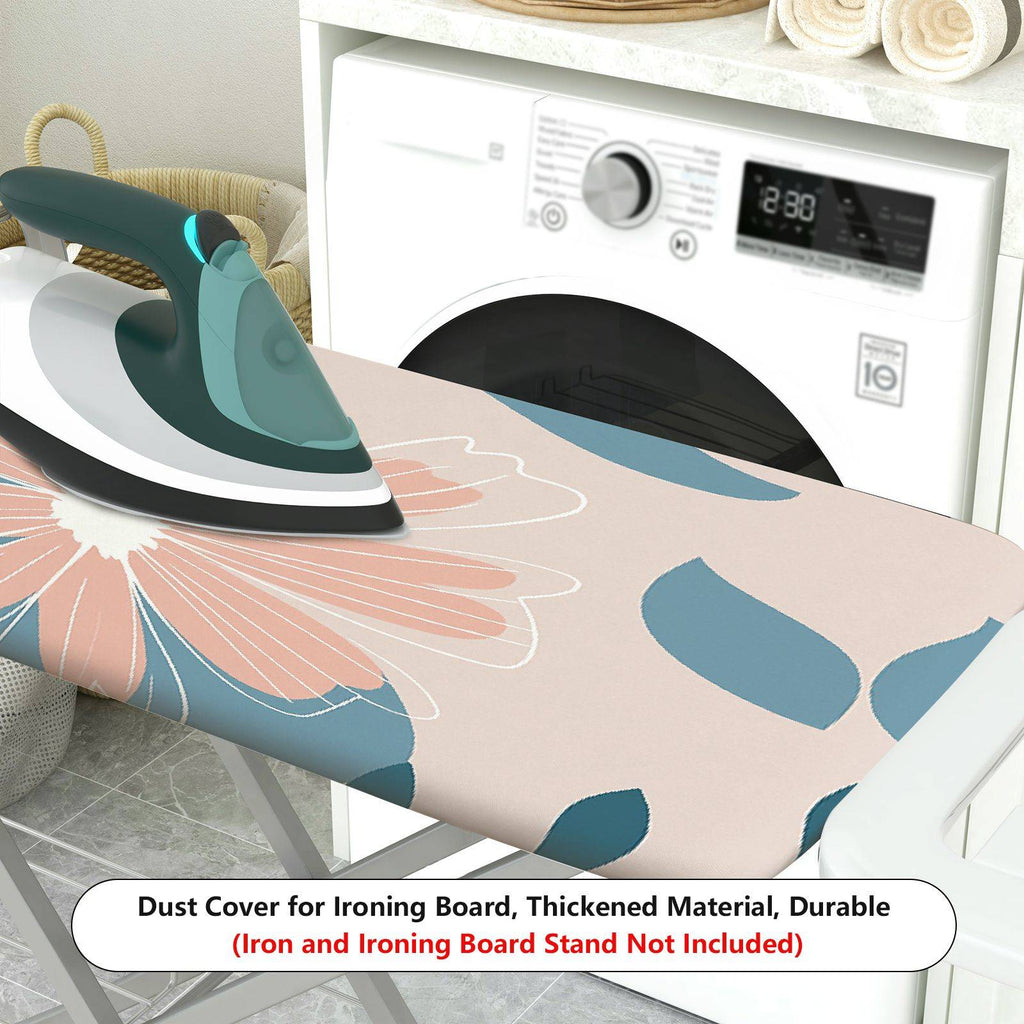 1-Piece Floral Pattern Blue Beige Leaves  Ironing Board Cover, Universal Size, Without Board