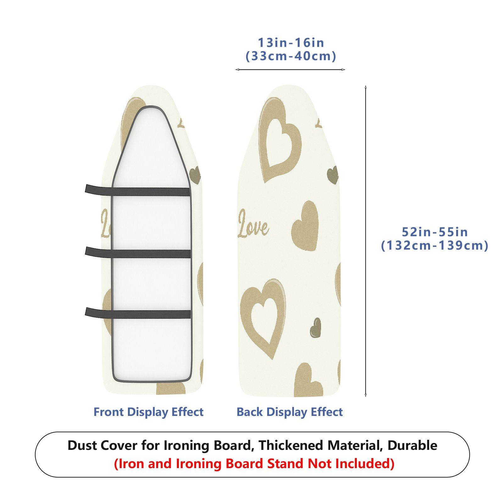 1-Piece Love Heart Pattern Beige  Ironing Board Cover, Universal Size, Without Board