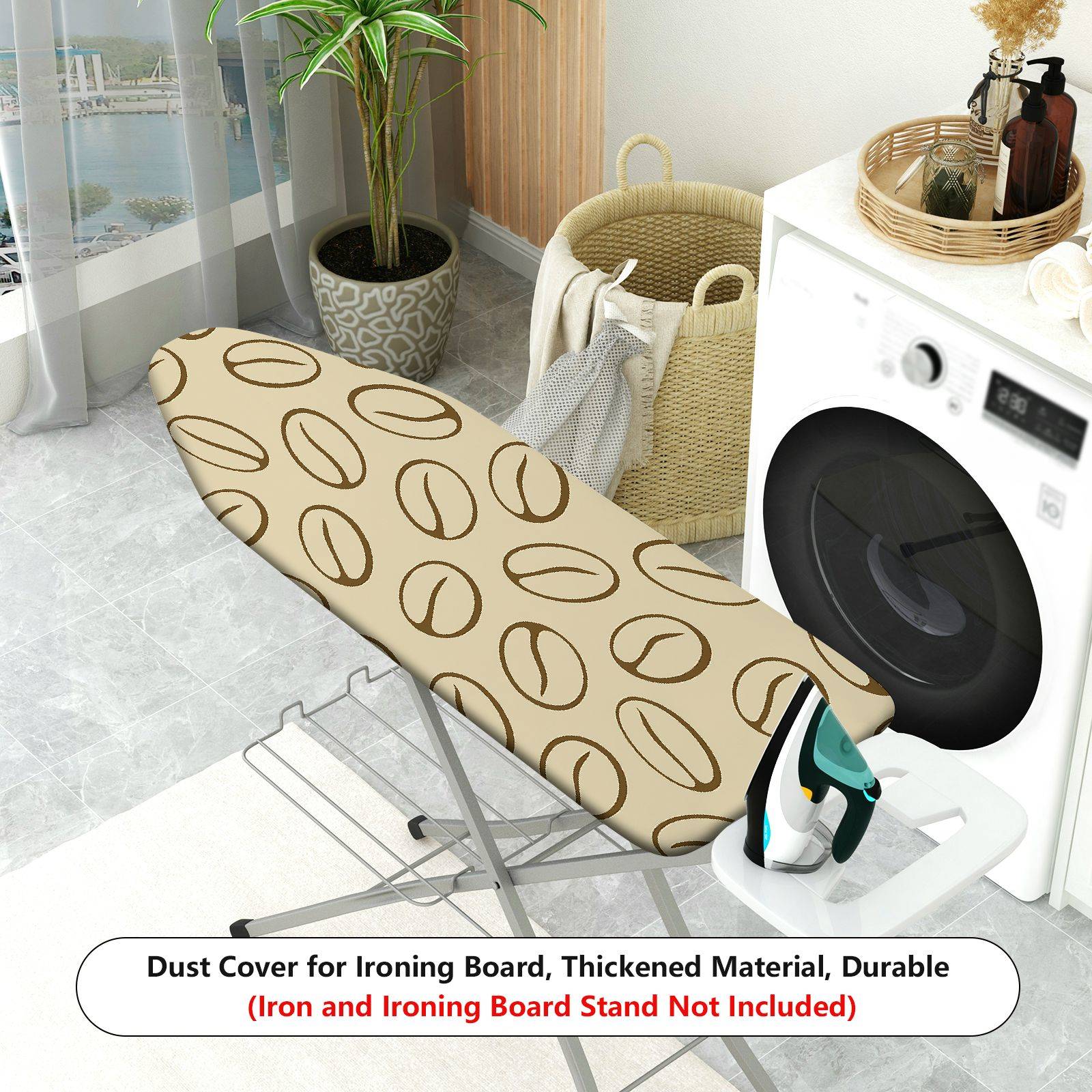 1-Piece Coffee Bean Pattern Beige  Ironing Board Cover, Universal Size, Without Board