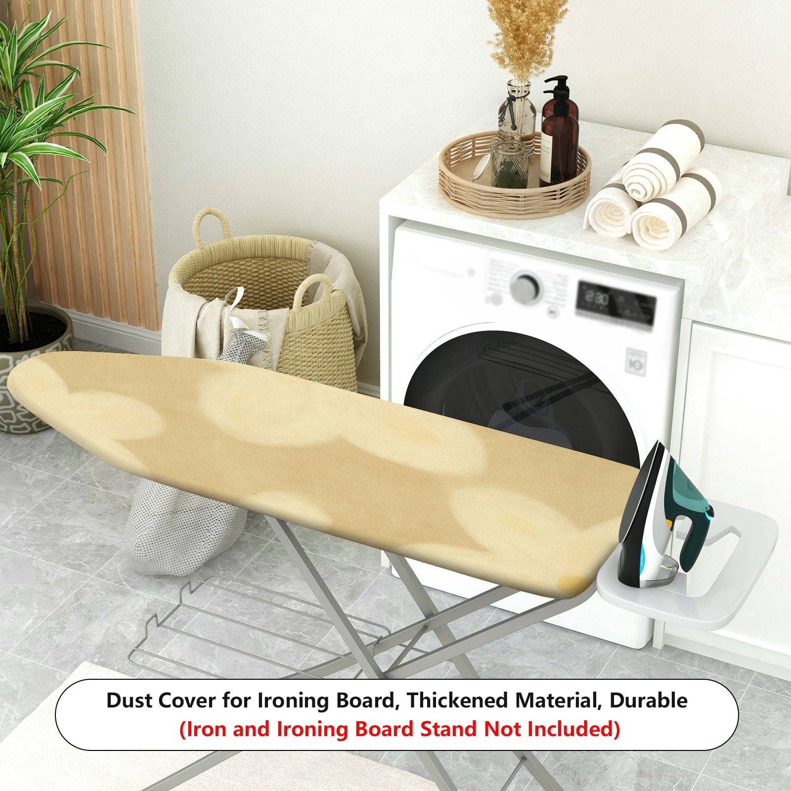 1-Piece Beige Flower Universal  Ironing Board Cover, Universal Size, Without Board