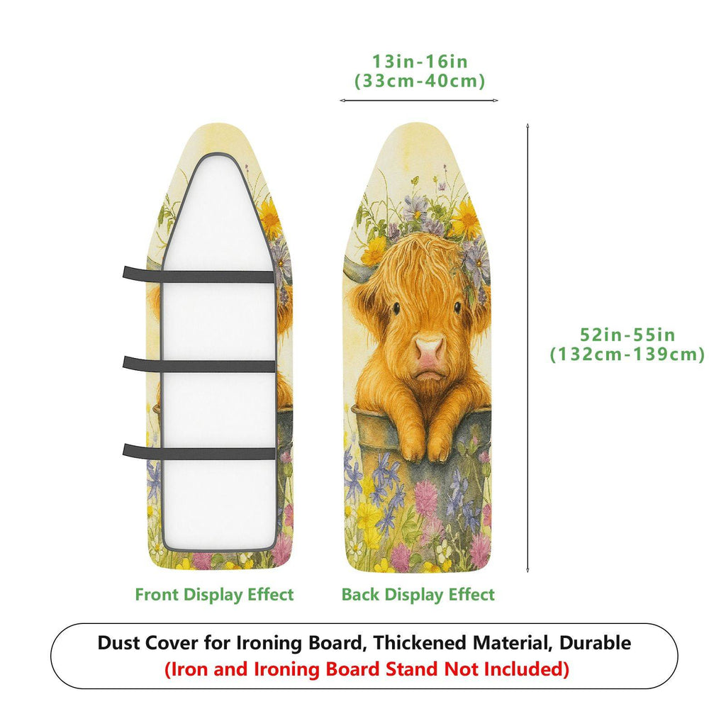 1-Piece Cow Floral Animal  Ironing Board Cover, Universal Size, Without Board