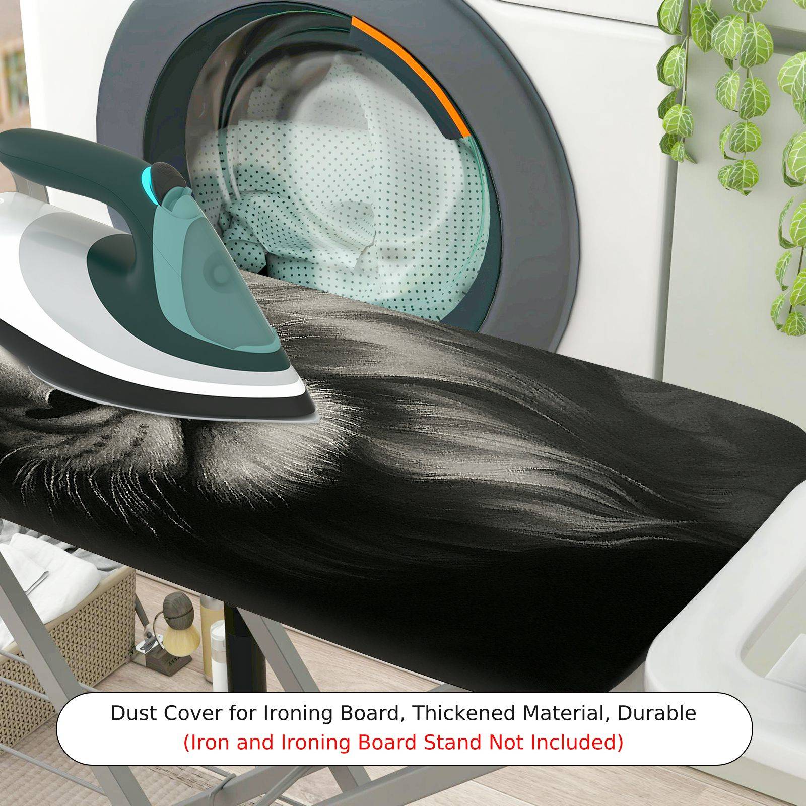 1-Piece Lion Animal Art Black  Ironing Board Cover, Universal Size, Without Board