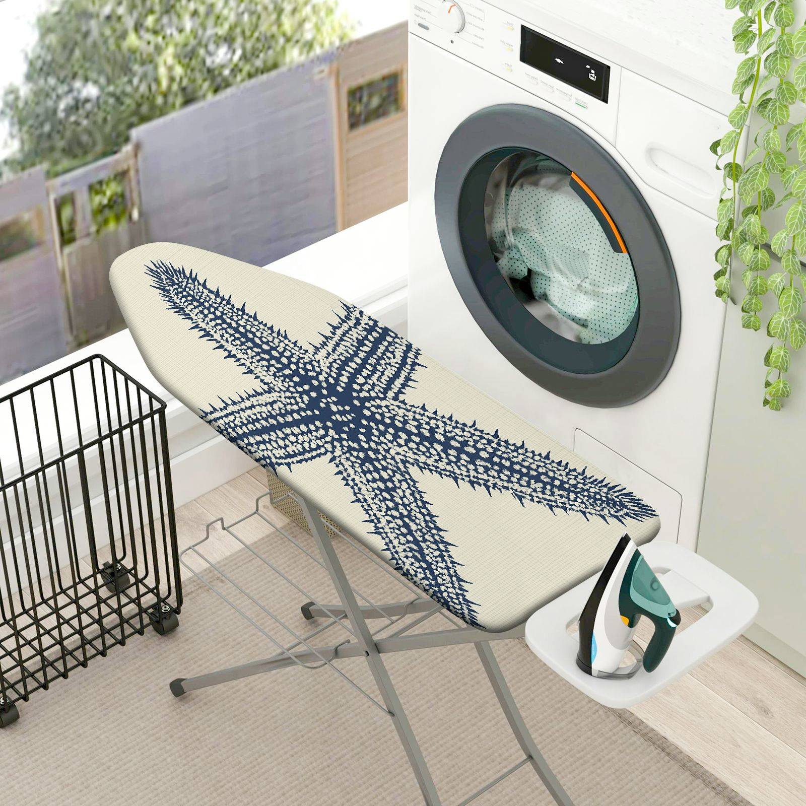 1-Piece Nautical Starfish Ocean  Ironing Board Cover, Universal Size, Without Board