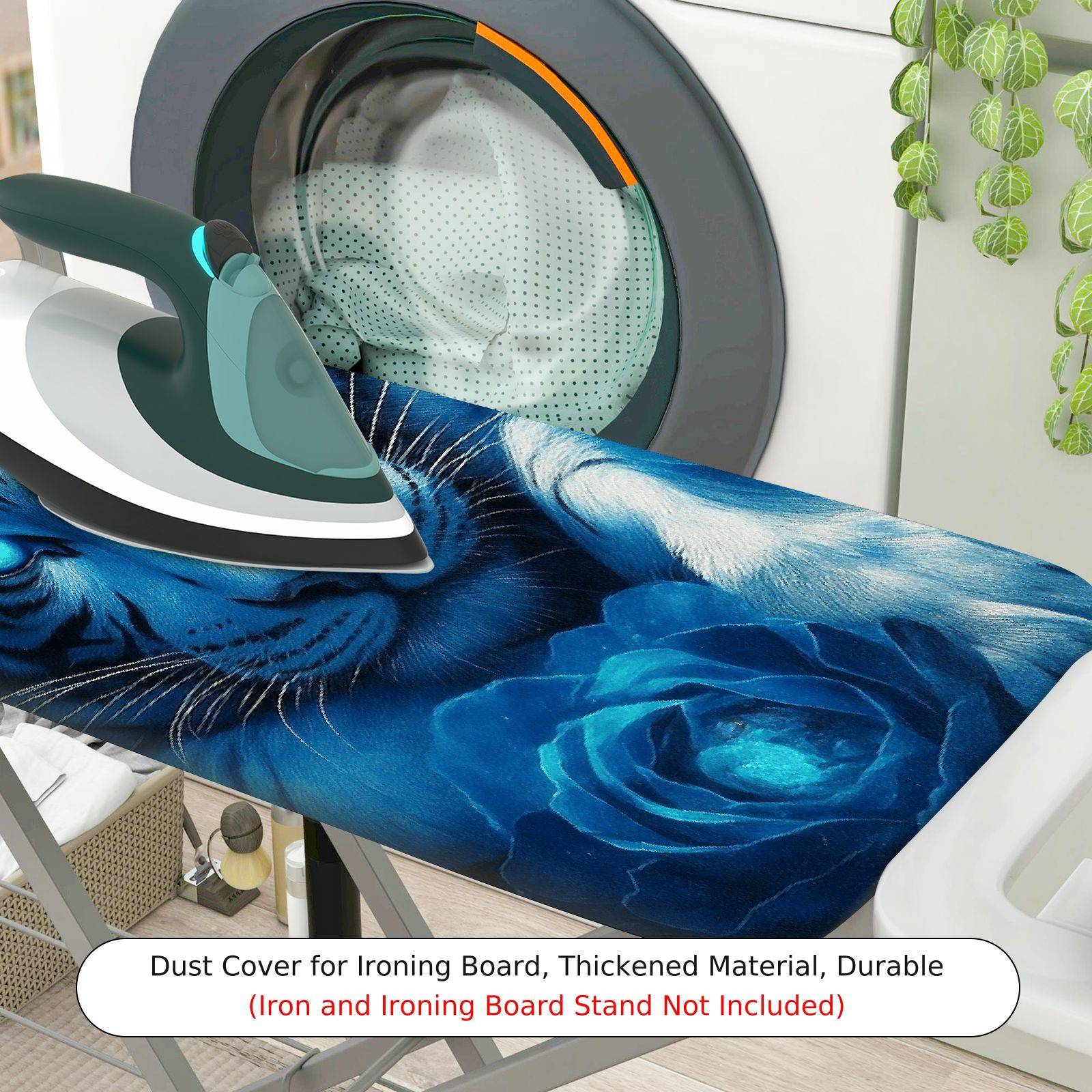 1-Piece Blue Tiger Flower Animal  Ironing Board Cover, Universal Size, Without Board