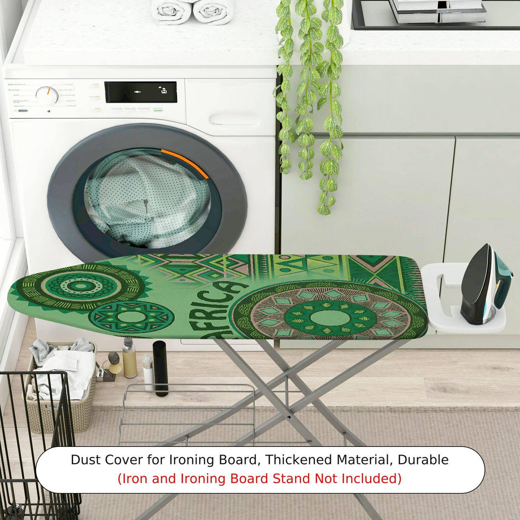 1-Piece African Green Geometric  Ironing Board Cover, Universal Size, Without Board