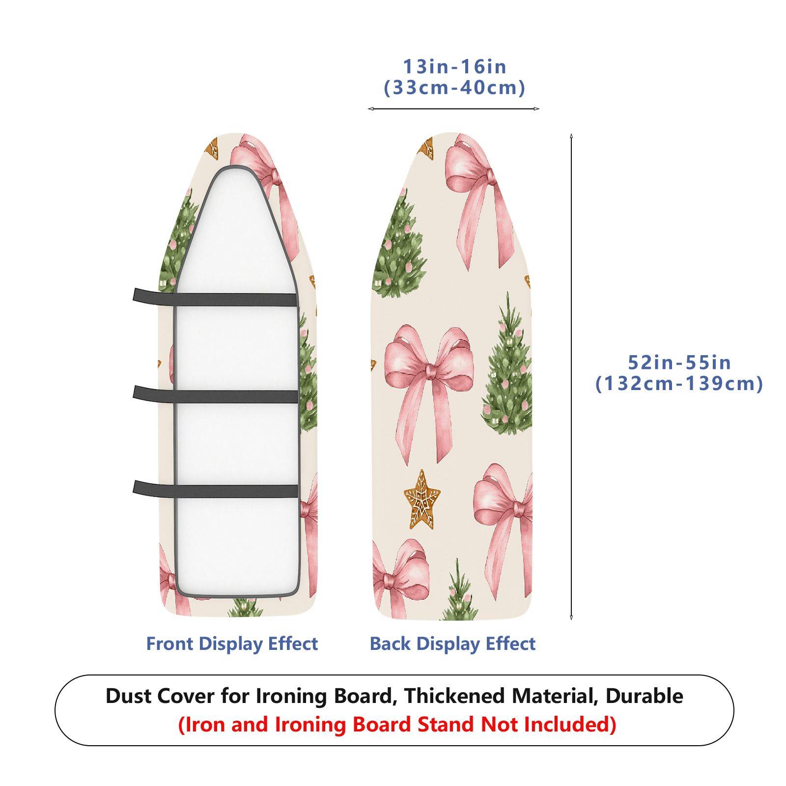 1-Piece Christmas Bow Tree  Ironing Board Cover, Universal Size, Without Board