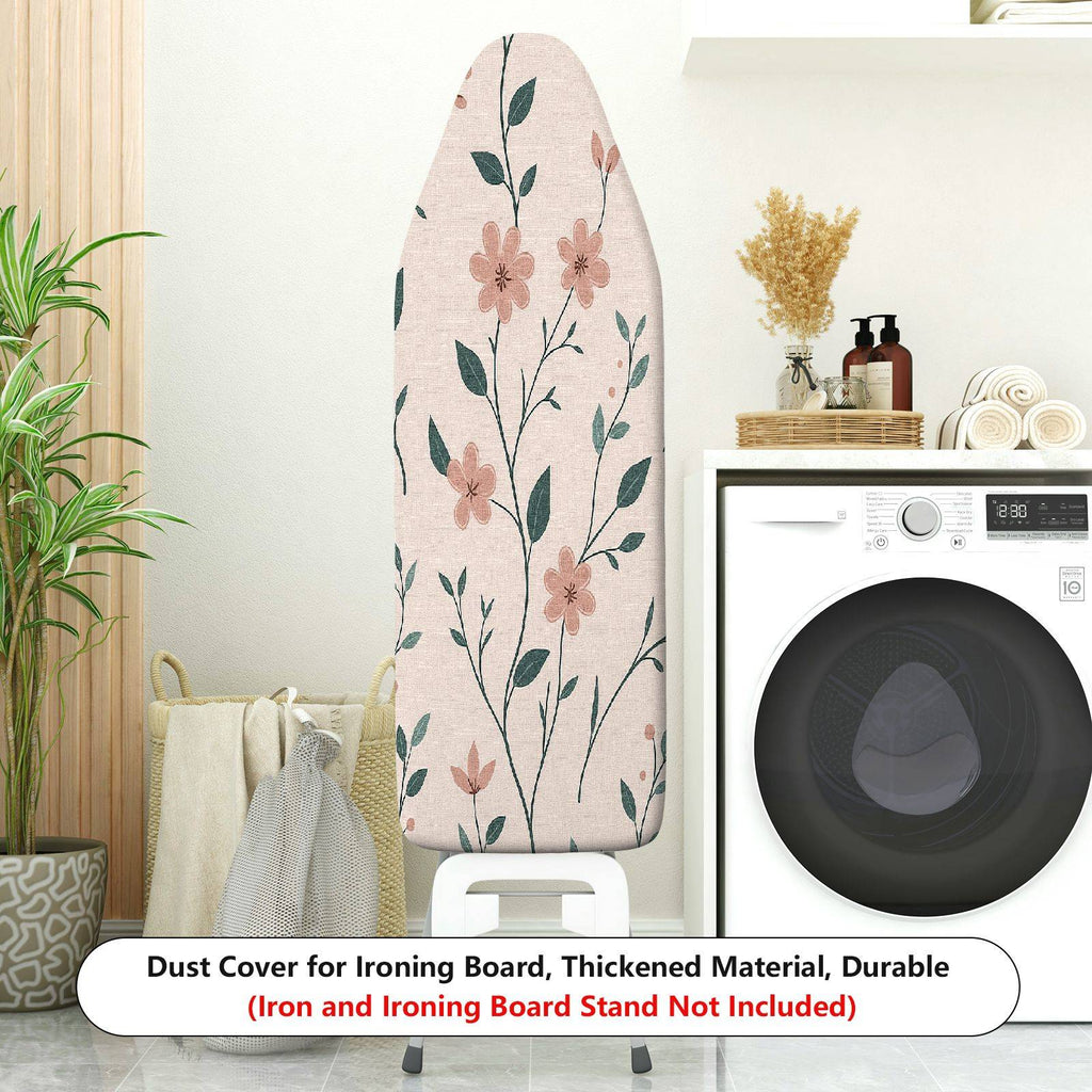 1-Piece Floral Beige Leaf  Ironing Board Cover, Universal Size, Without Board