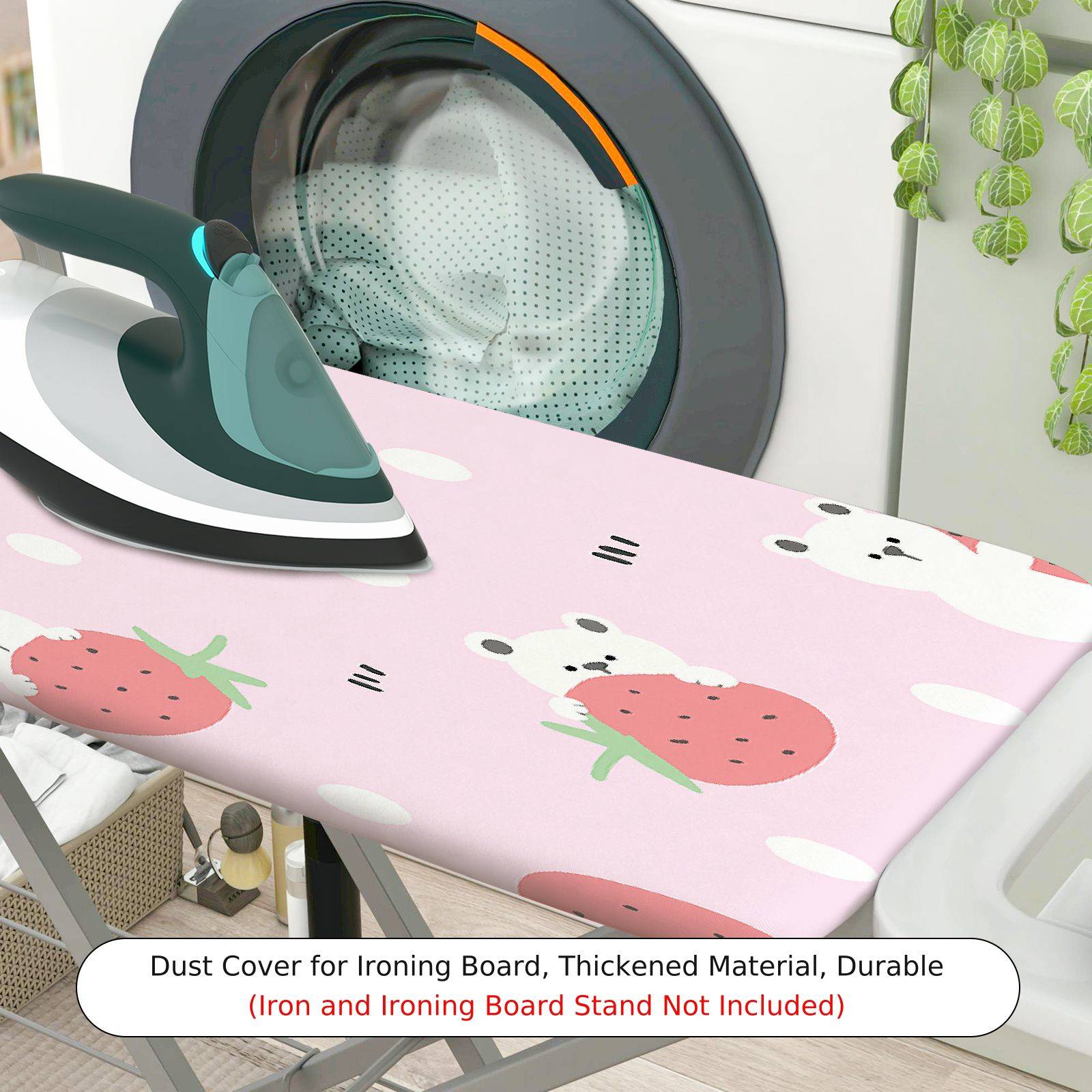 1-Piece Pink Strawberry Bear  Ironing Board Cover, Universal Size, Without Board